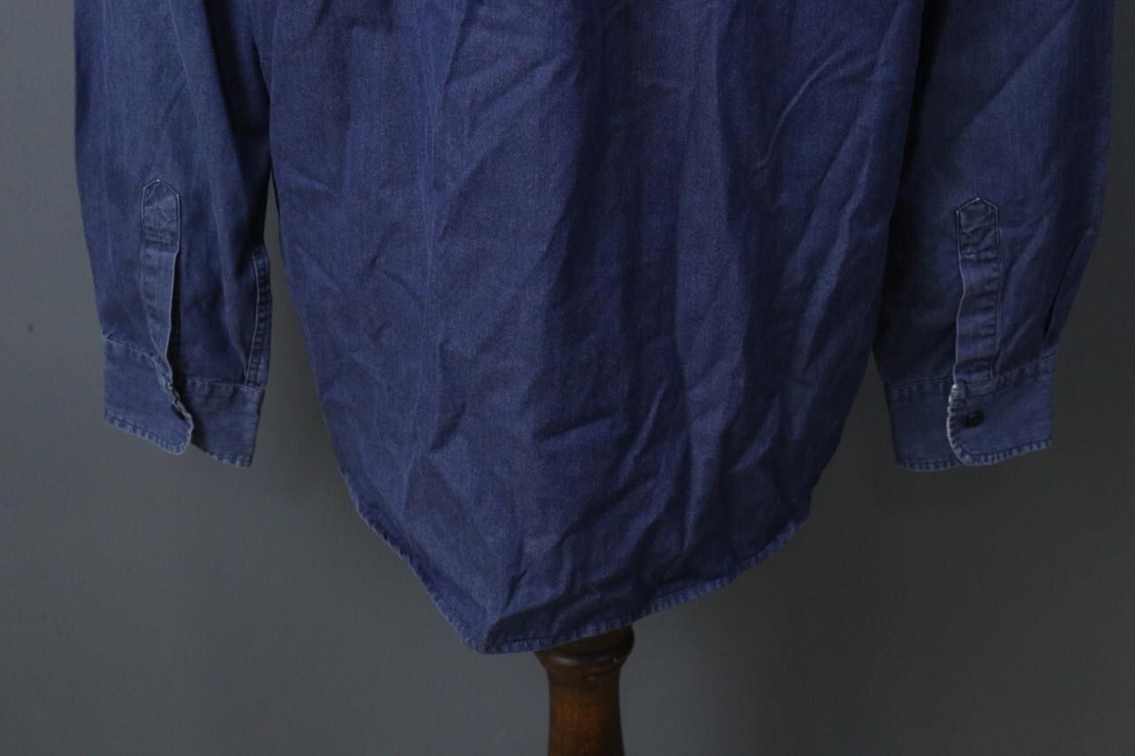 Designer Blueberry London Navy Lyocell Button Front Shirt Size XL Size US XL / EU 56 / 4 - 10 Thumbnail