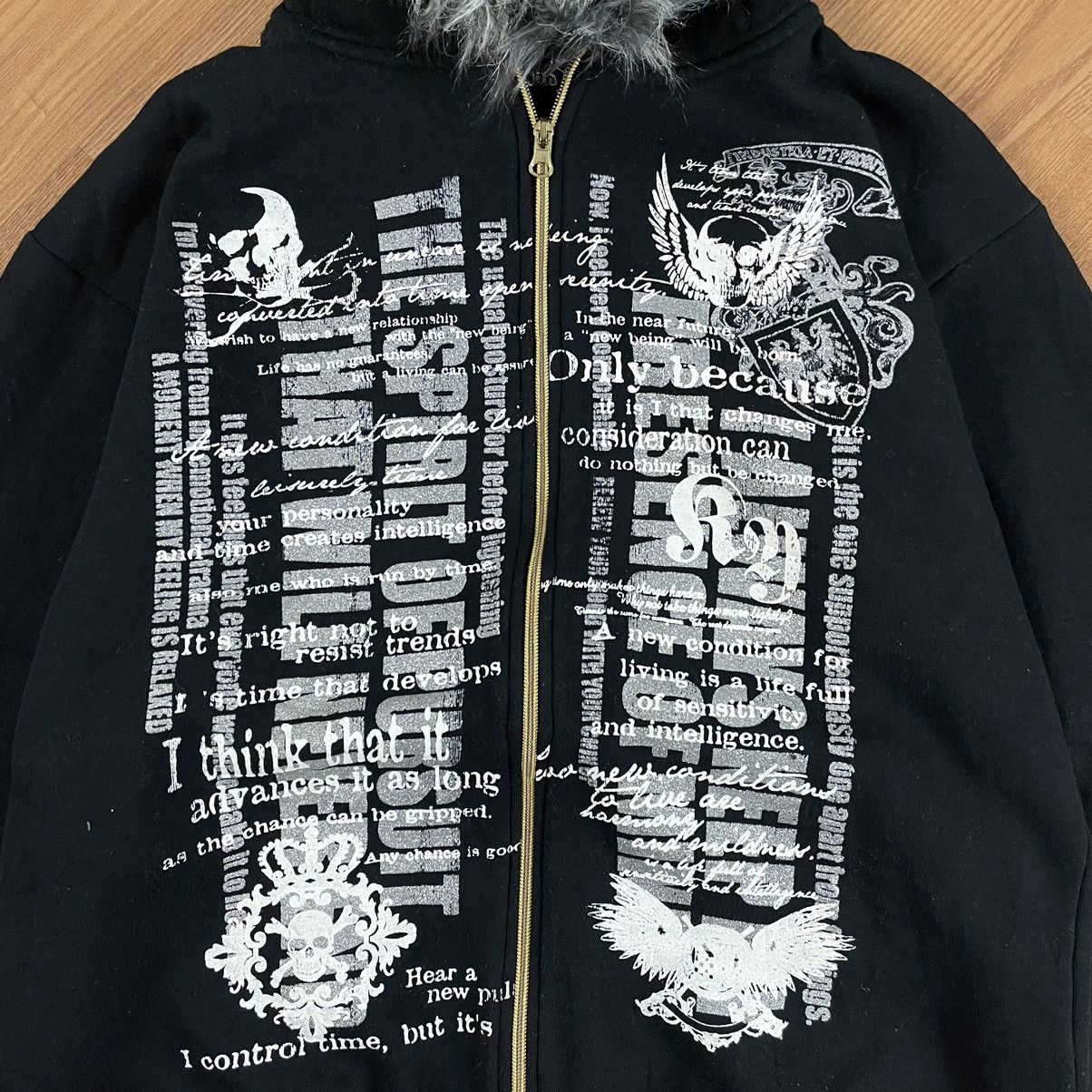 14th Addiction × Japanese Brand × Le Grande Bleu (L.G.B.) 2000s Fur Zip Hoodie Poem Lgb Style Size US M / EU 48-50 / 2 - 5 Thumbnail