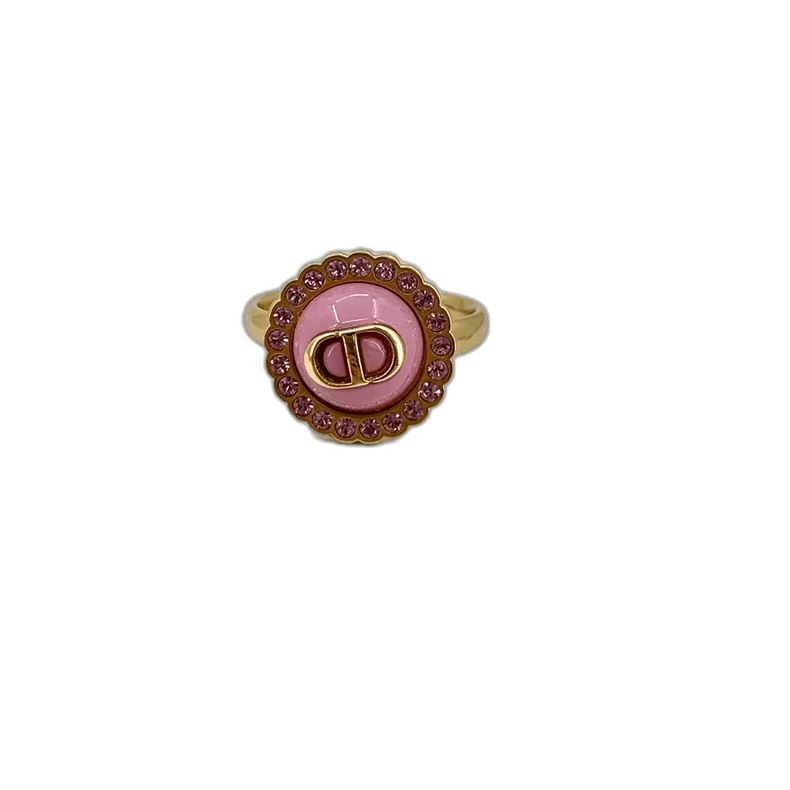 Dior Pink Logo Dior Rhinestone Ring Size 15 Size ONE SIZE - 1 Thumbnail