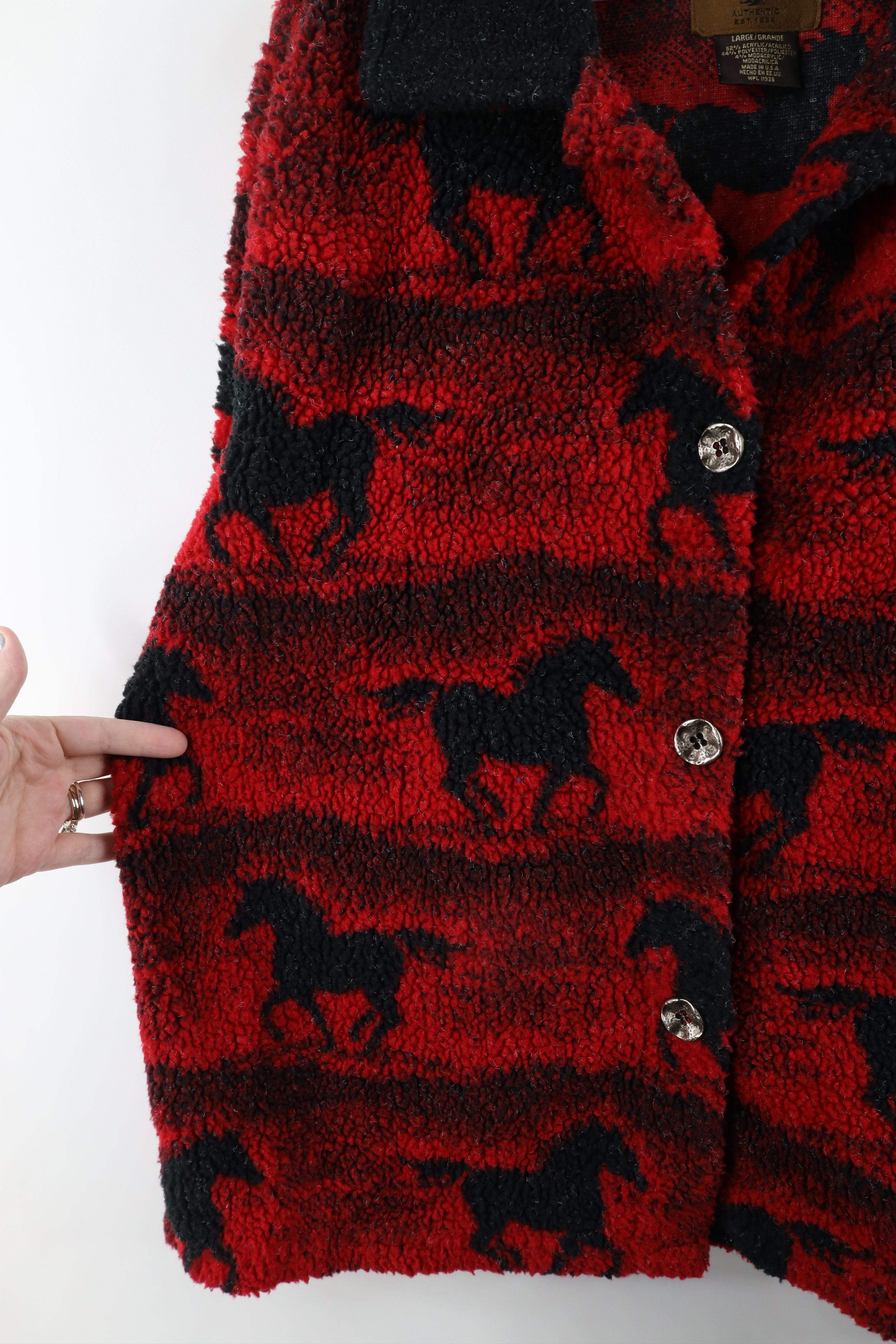 Vintage Vintage 90s Streetwear Fleece All Over Print Horse Jacket Size L / US 10 / IT 46 - 6 Thumbnail