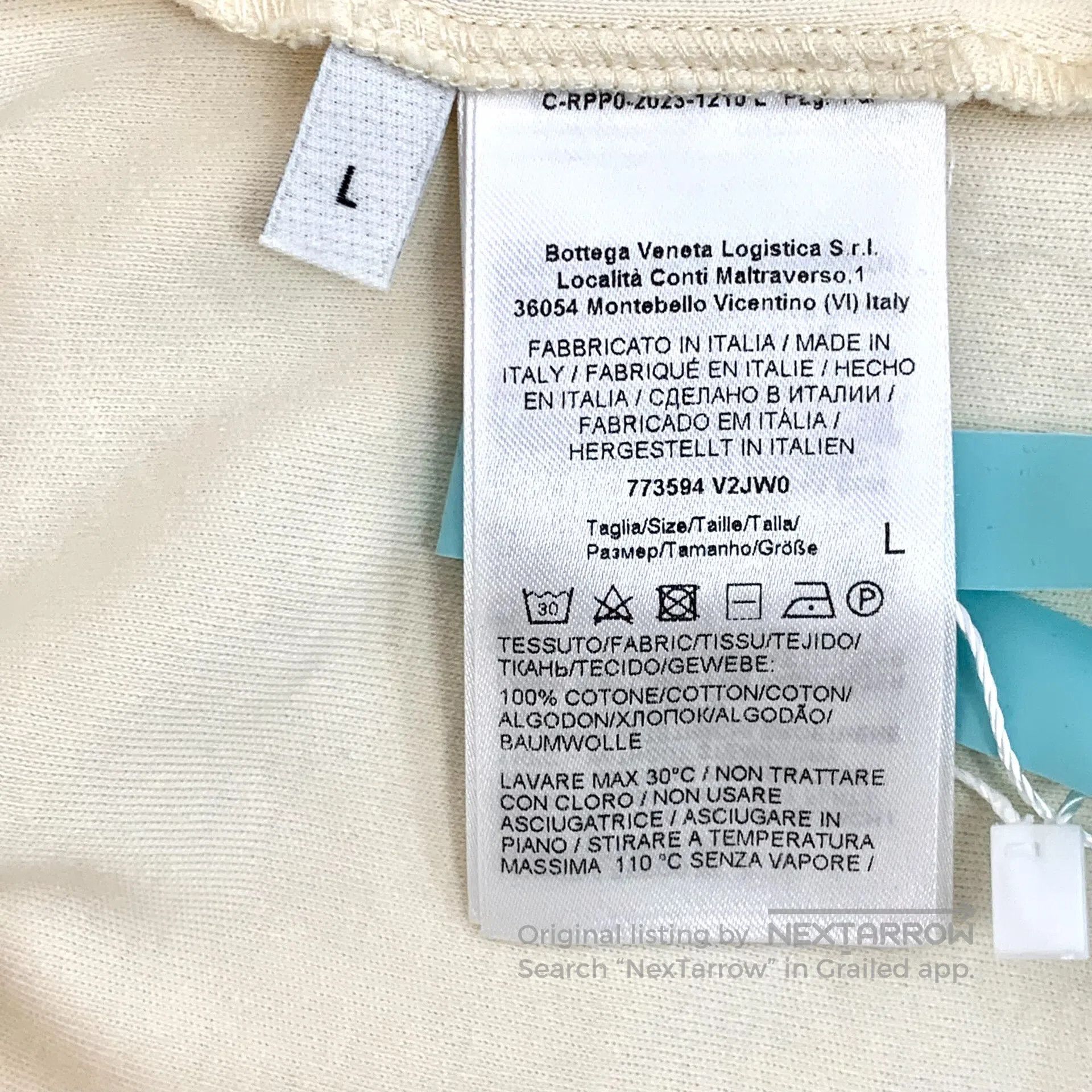 Bottega Veneta Bottega Veneta Beige letter embroidery cotton crew neck lo Size US L / EU 52-54 / 3 - 7 Thumbnail