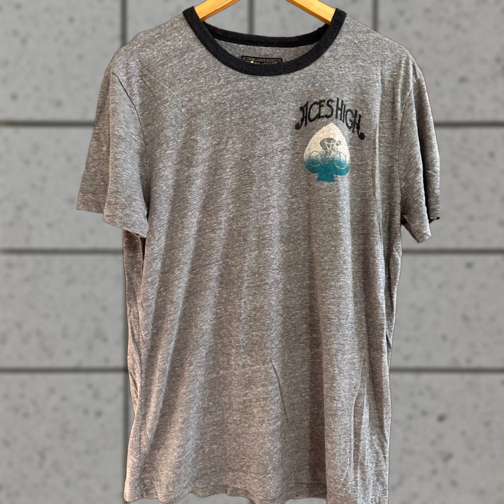Lucky Brand LUCKY BRAND Shirt Mens M Gray Aces High Dueces Wild Graphic Short Sleeve T-Shirt Size US M / EU 48-50 / 2 - 1 Thumbnail
