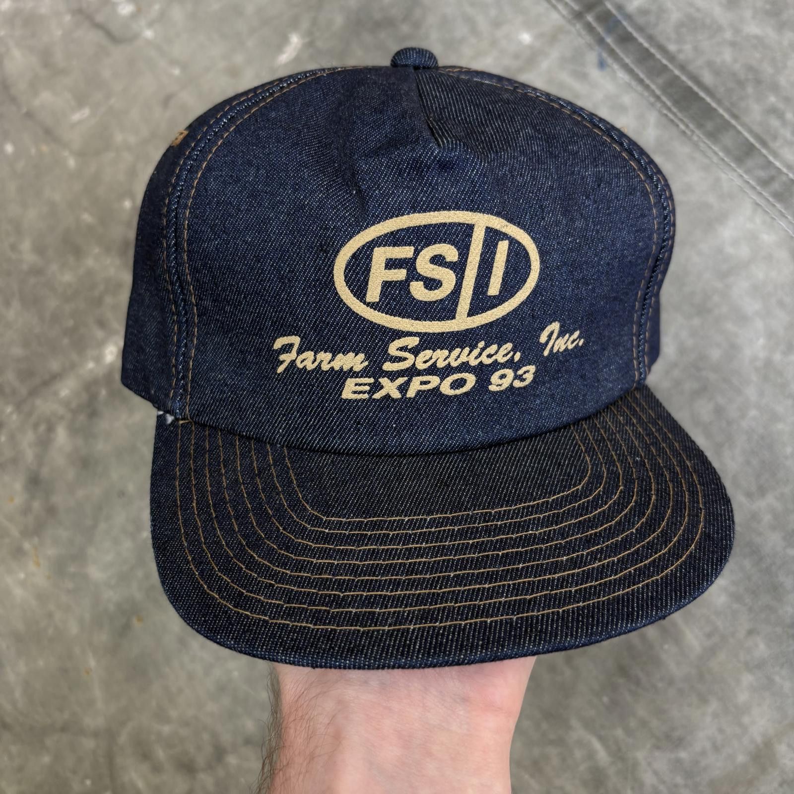Vintage Vintage 80s Deadstock Denim Farm Service Inc. Trucker Hat Size ONE SIZE - 1 Thumbnail