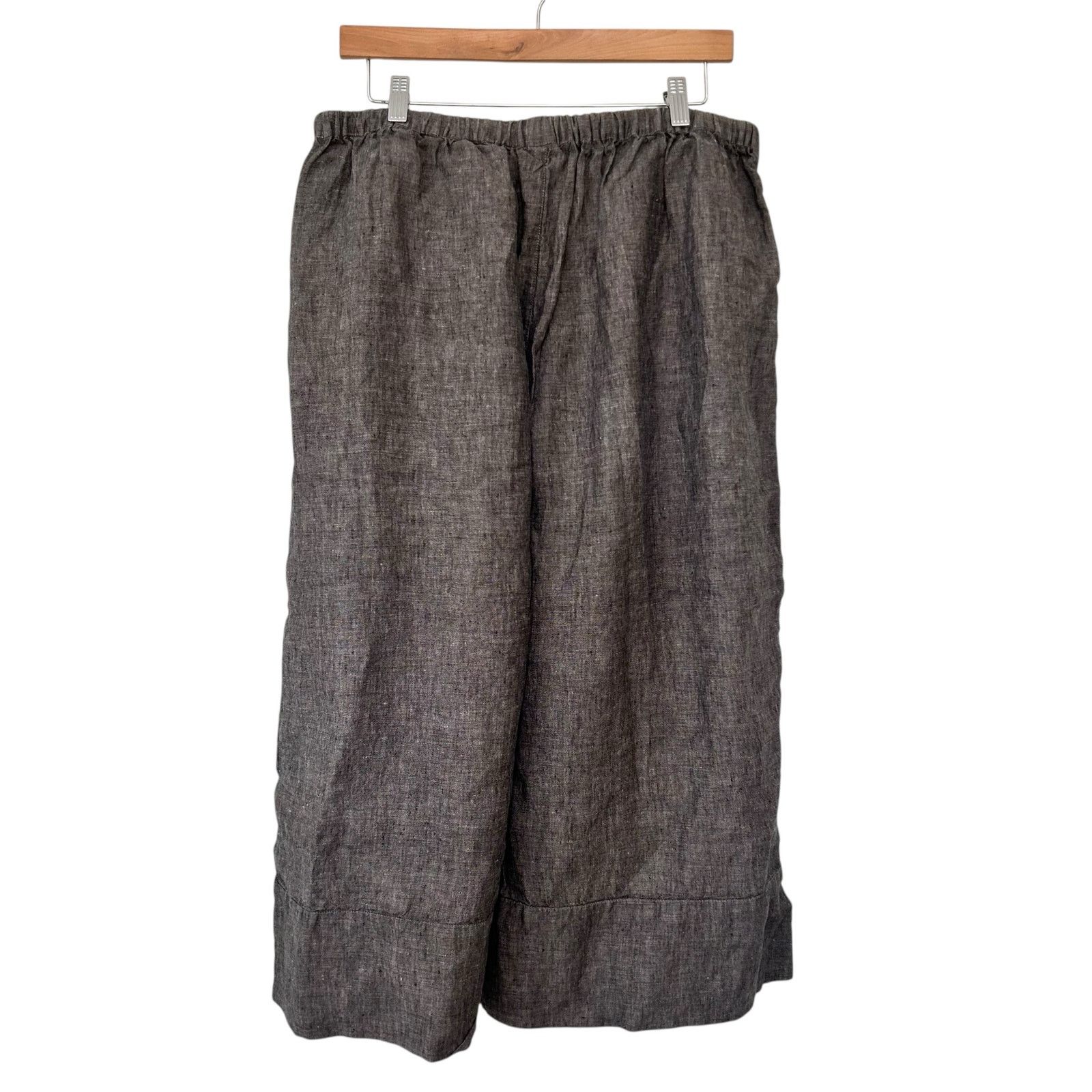 Other Vivid Gray Linen Wide Leg Cropped Lagenlook Pants Sz L Size 34" / US 12 / IT 48 - 3 Thumbnail