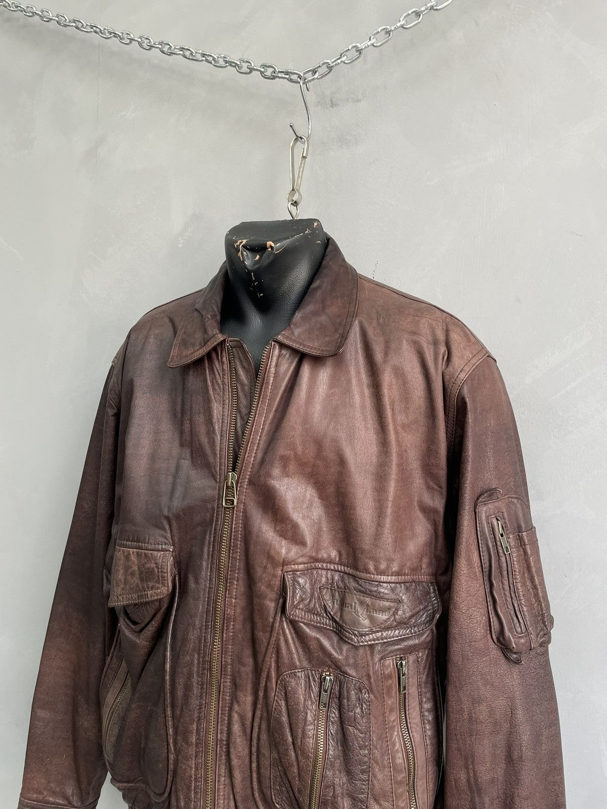 Schott Retro schott style aviation bomber 90s leather jacket y2k Size US L / EU 52-54 / 3 - 2 Thumbnail