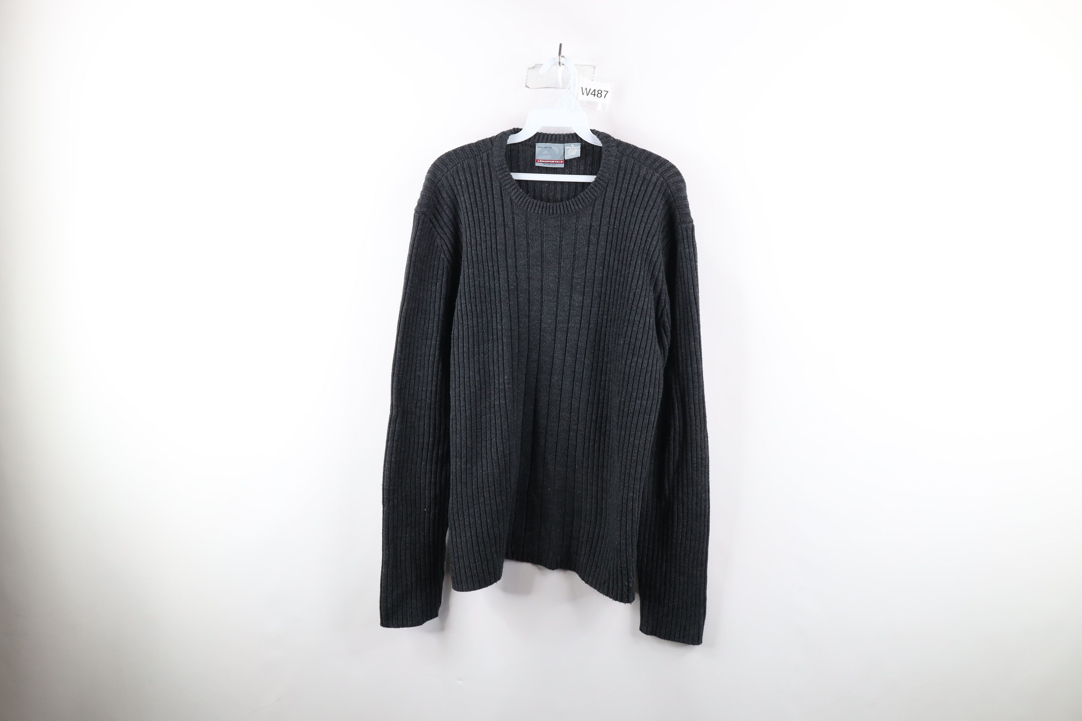 Aeropostale × Vintage Vintage Aeropostale Blank Chunky Ribbed Knit Sweater Gray Size US M / EU 48-50 / 2 - 1 Thumbnail