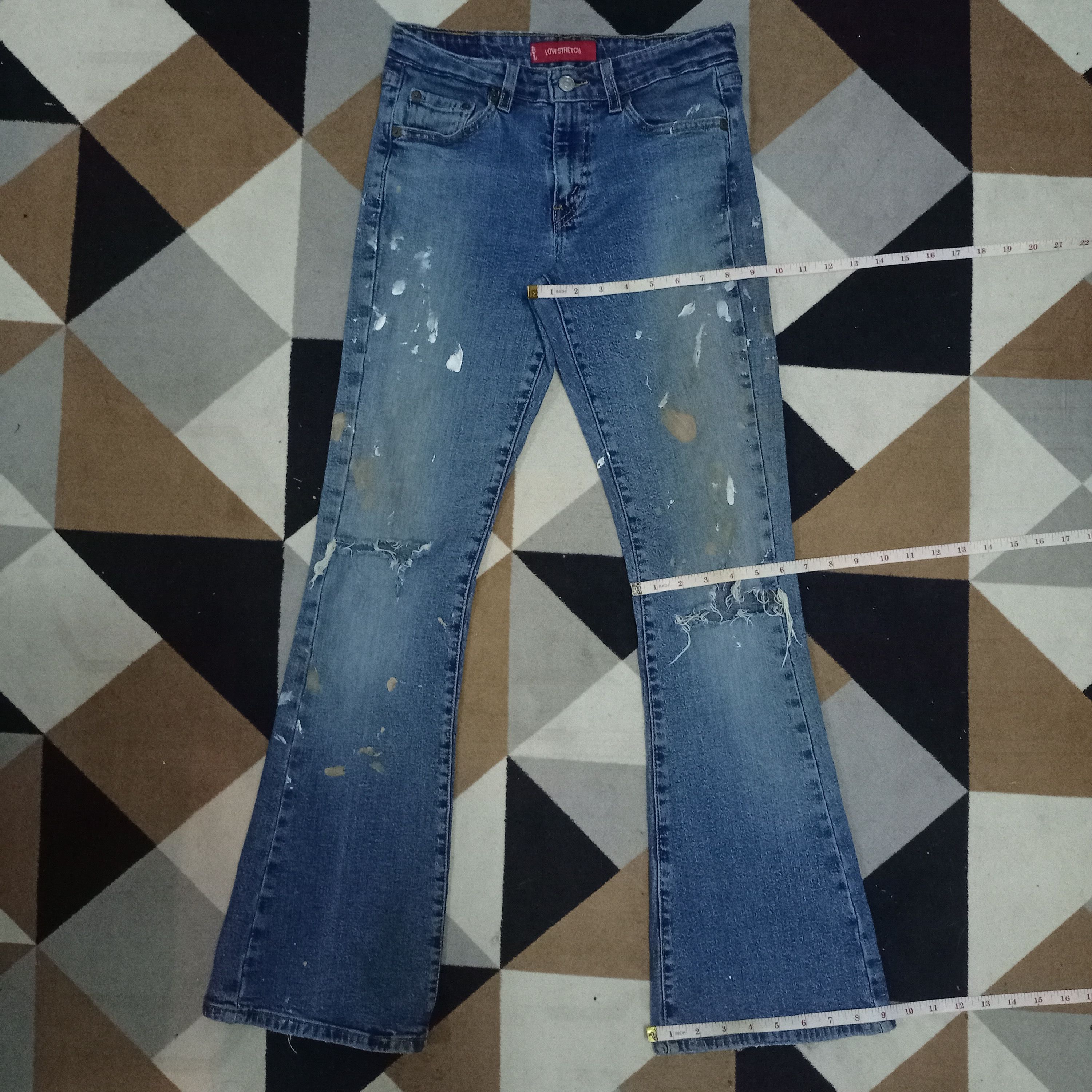 Levi's Vintage 90s Levis 519 Low Rise Paint Splatter Flared Jeans Size 27" / US 4 / IT 40 - 10 Thumbnail