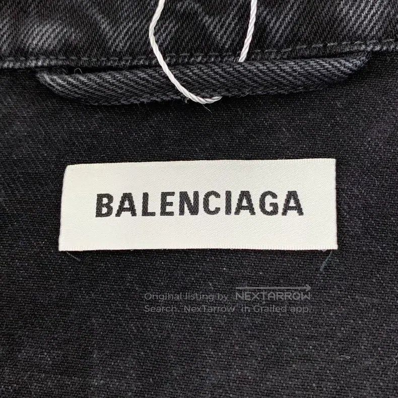 Balenciaga Balenciaga Black-gray logo letter hot-drill lapel cotton l Size XS / US 0-2 / IT 36-38 - 5 Thumbnail