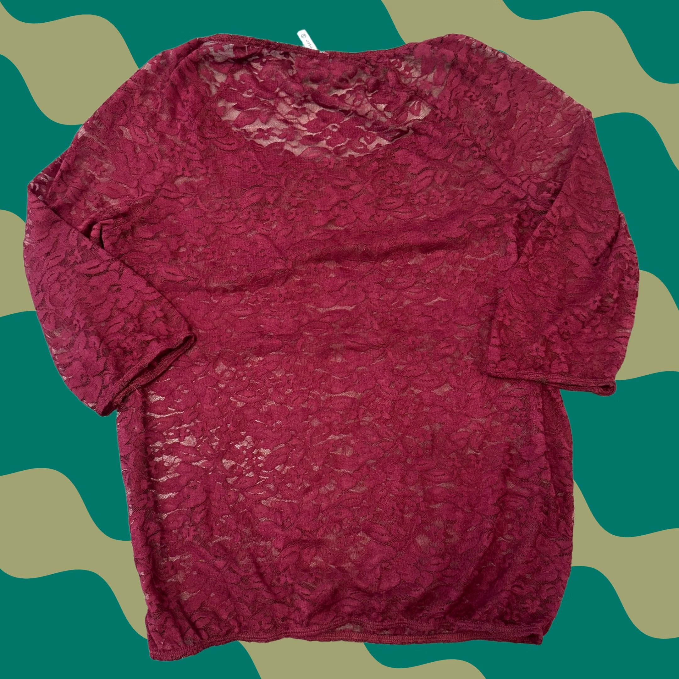 Vintage VINTAGE Y2K Red Lace Burgundy Whimsical Blouse 3/4 Sleeve Medium Womens Blouse Size M / US 6-8 / IT 42-44 - 1 Thumbnail