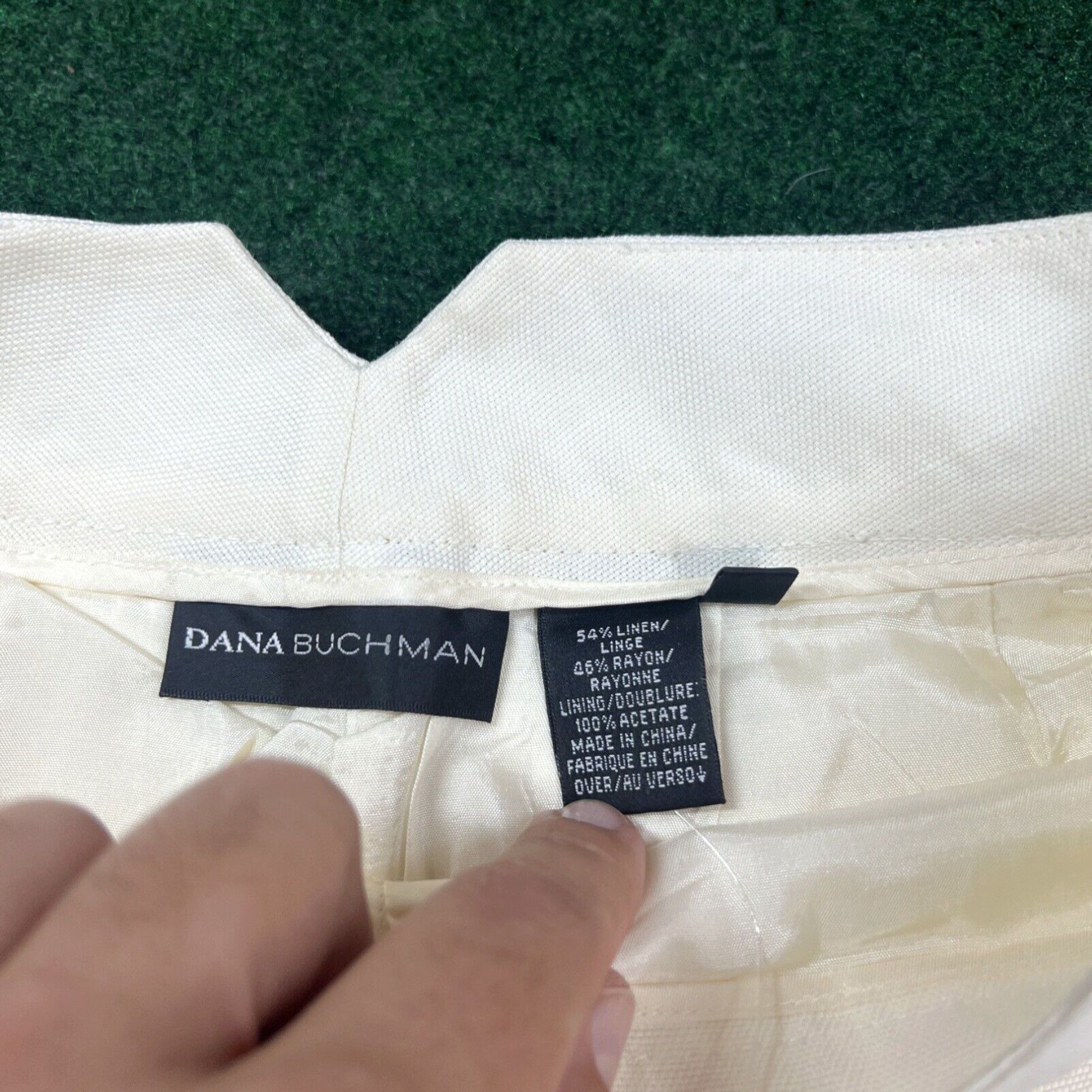 Vintage Dana Buchman Womens Pants size 4 Ivory Linen Blend Lined Pockets New 29x32 $250 Size 27" / US 4 / IT 40 - 6 Thumbnail
