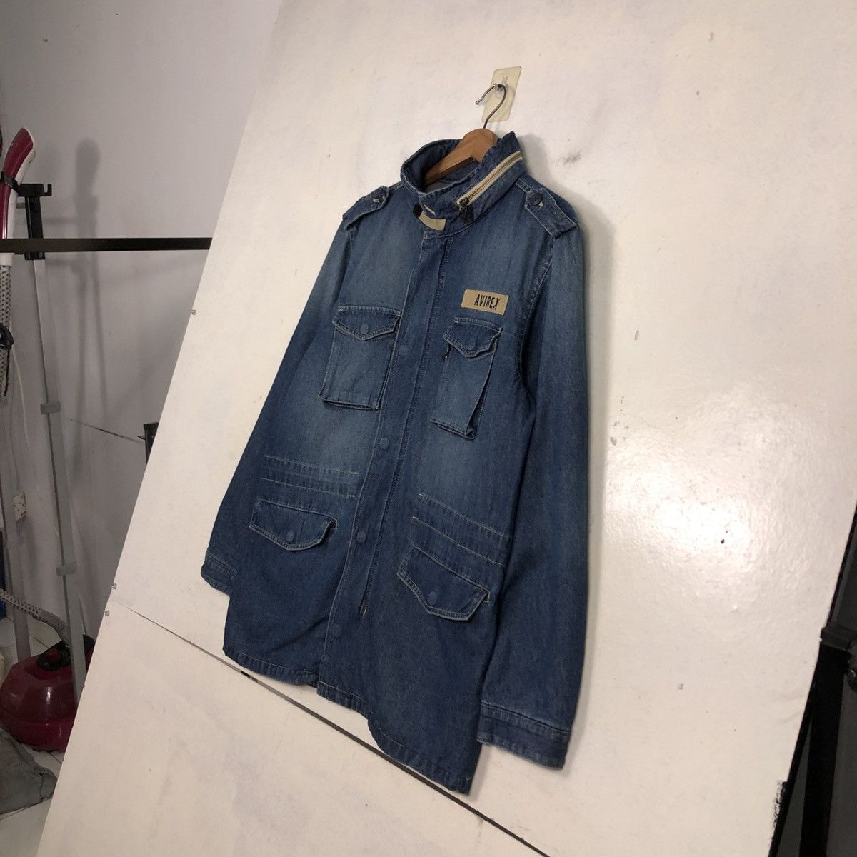 Avirex 💥VINTAGE DENIM BIKER JACKET AVIREX USN MILITARY Size US L / EU 52-54 / 3 - 4 Thumbnail