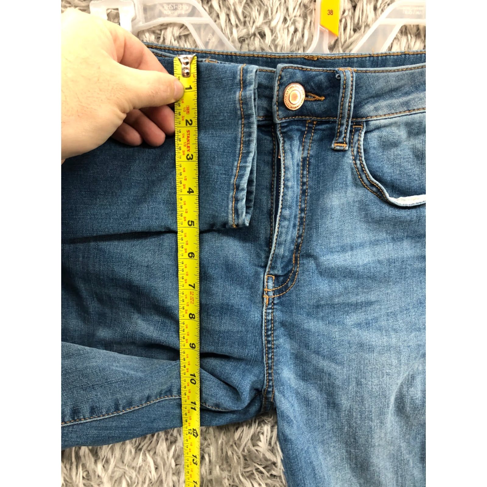 Vintage SO Jeans Skinny High Rise Jeans - 27x29 Blue Denim Juniors Size 11 Dark Wash Vintage? No (Adults Women) Size 32" / US 10 / IT 46 - 4 Thumbnail