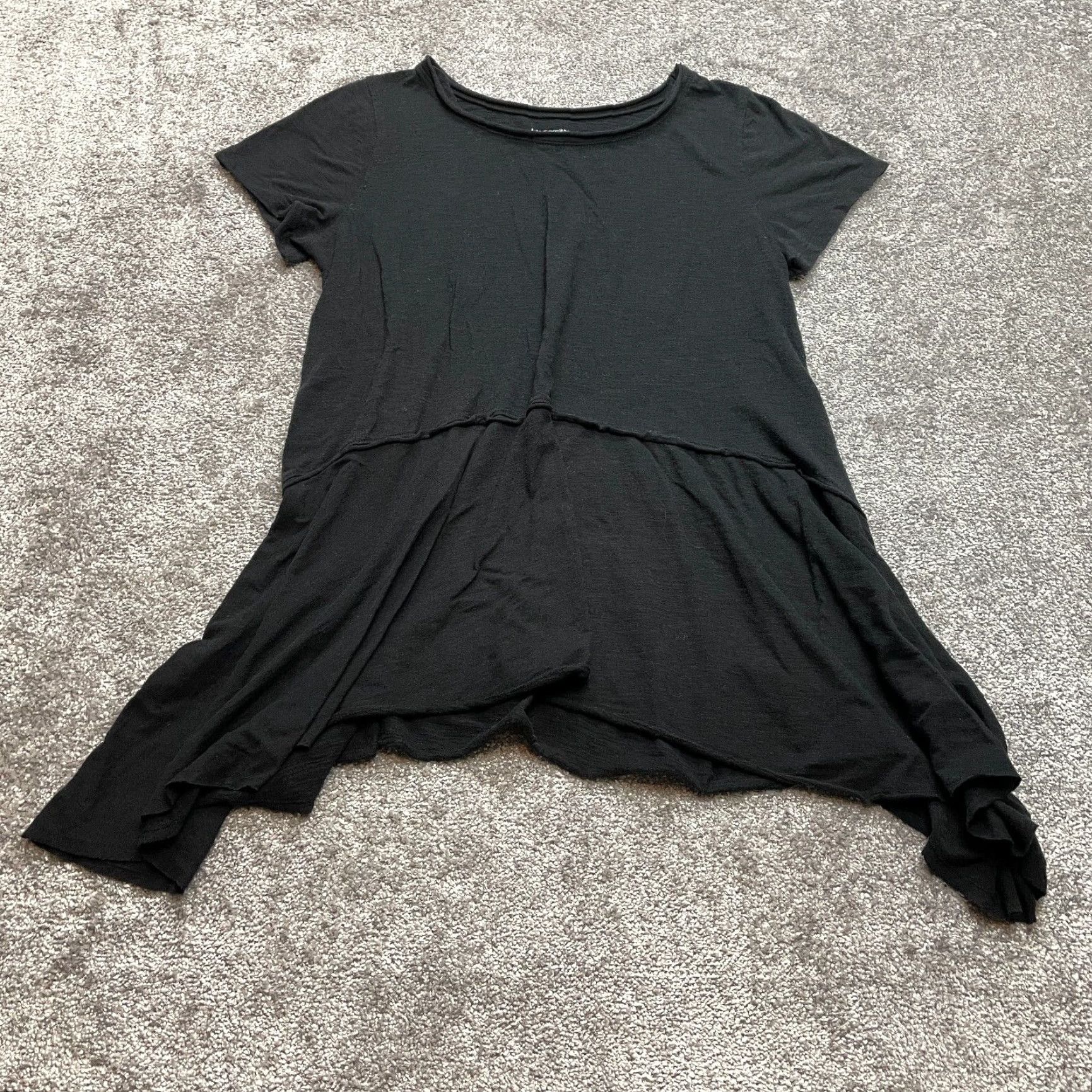Vintage Lane Bryant Tunic Shirt Womens 10 Black Short Sleeve Knit Jersey Casual Fall Spring Summer Size L / US 10 / IT 46 - 2 Thumbnail