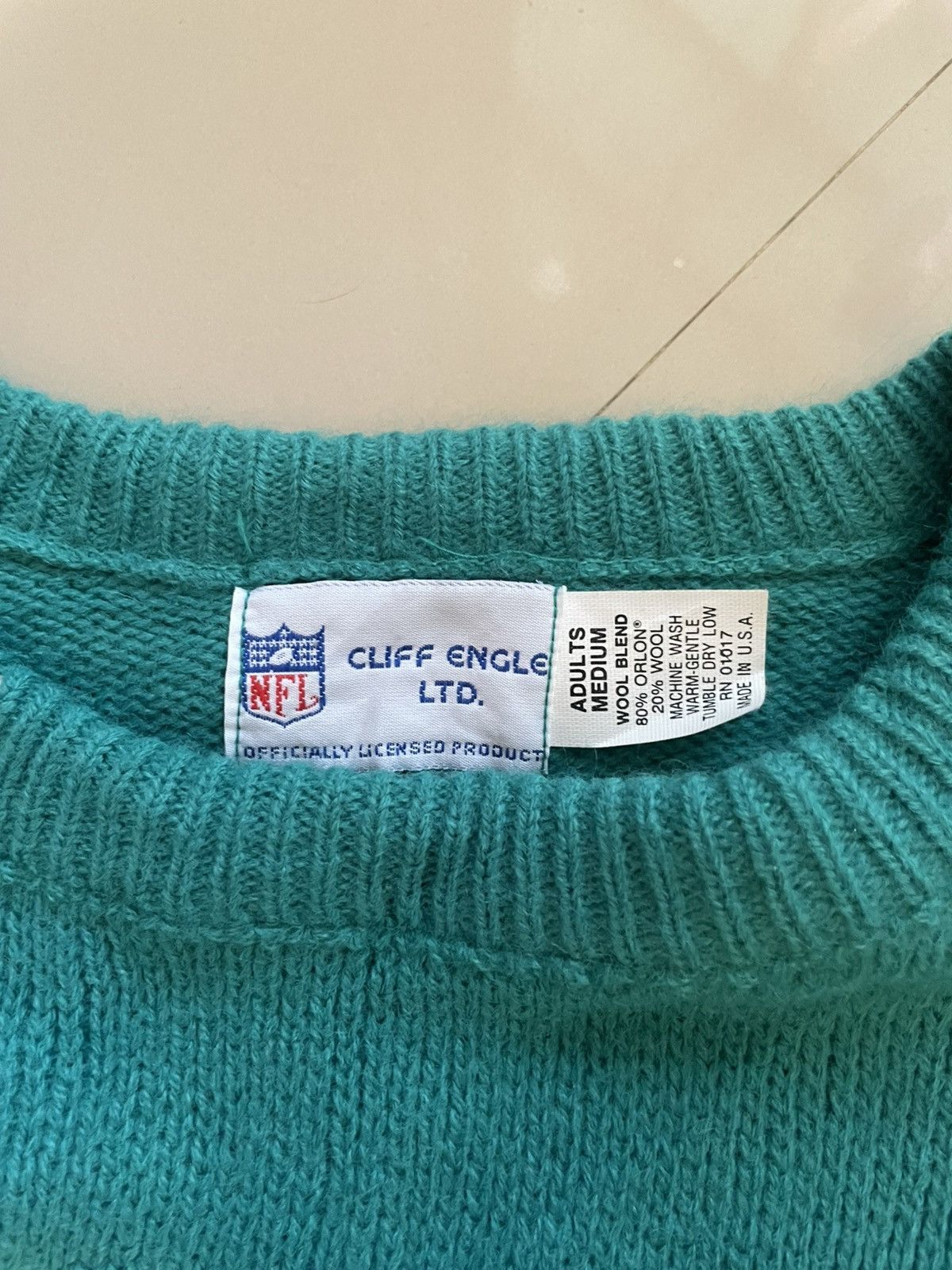 Other Miami Dolphins Sweater Cliff Engle Medium Mens Teal Vintage Size US M / EU 48-50 / 2 - 2 Thumbnail