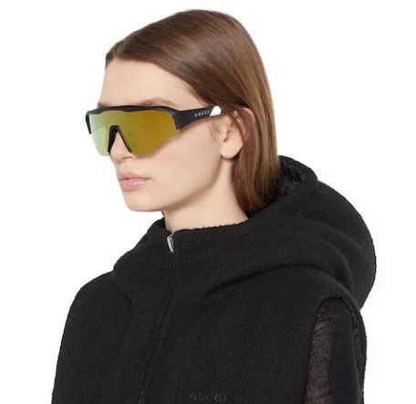 Gucci Gucci GG2017S 004 Sunglasses Black / Orange Shield Frame Size ONE SIZE - 2 Thumbnail