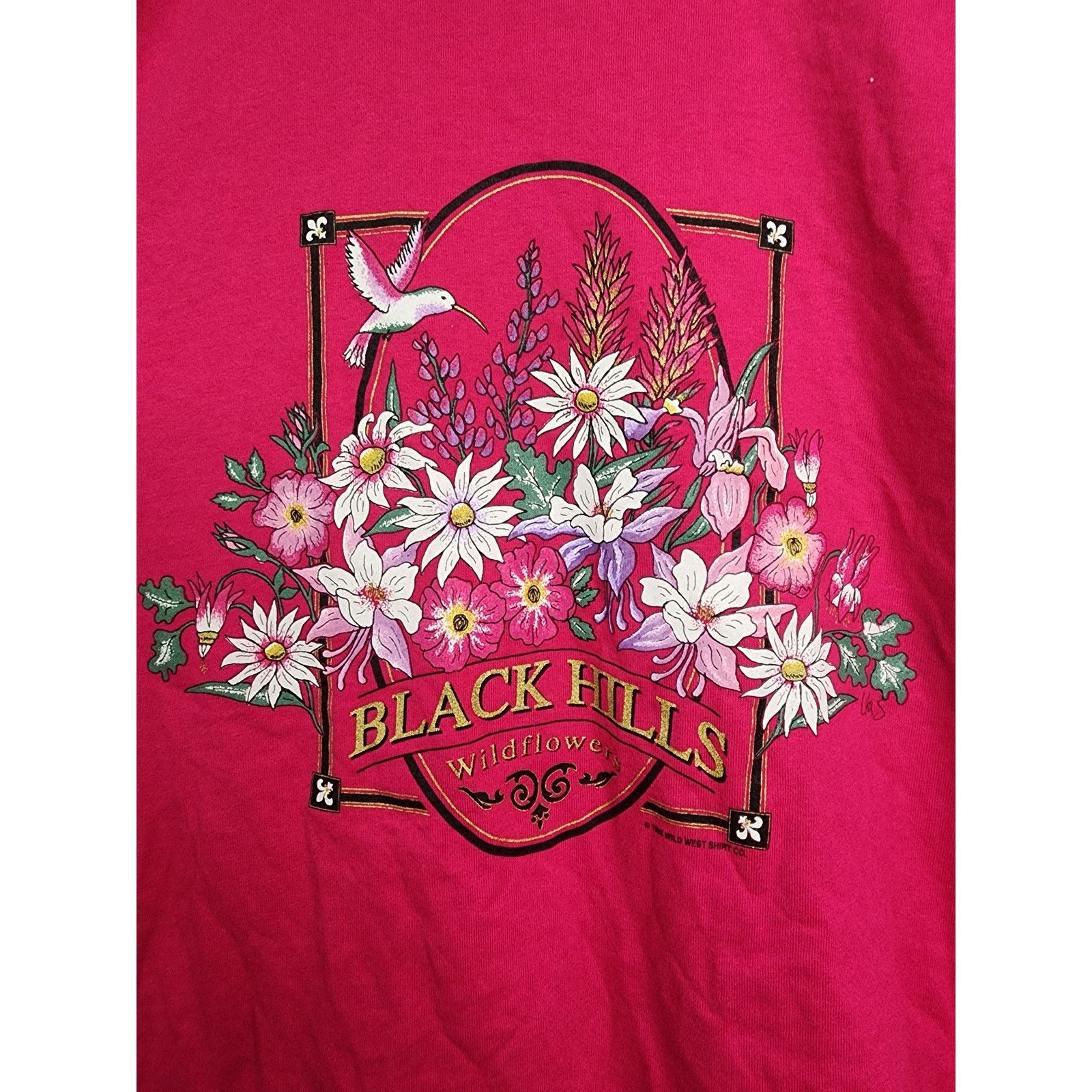 Jerzees Vintage Black Hills Pink Shirt Wildflowers Tee T-shirt 90s L Size US L / EU 52-54 / 3 - 2 Thumbnail