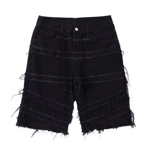 Jean Black Distressed Denim Shorts Size US 30 / EU 46 - 5 Thumbnail