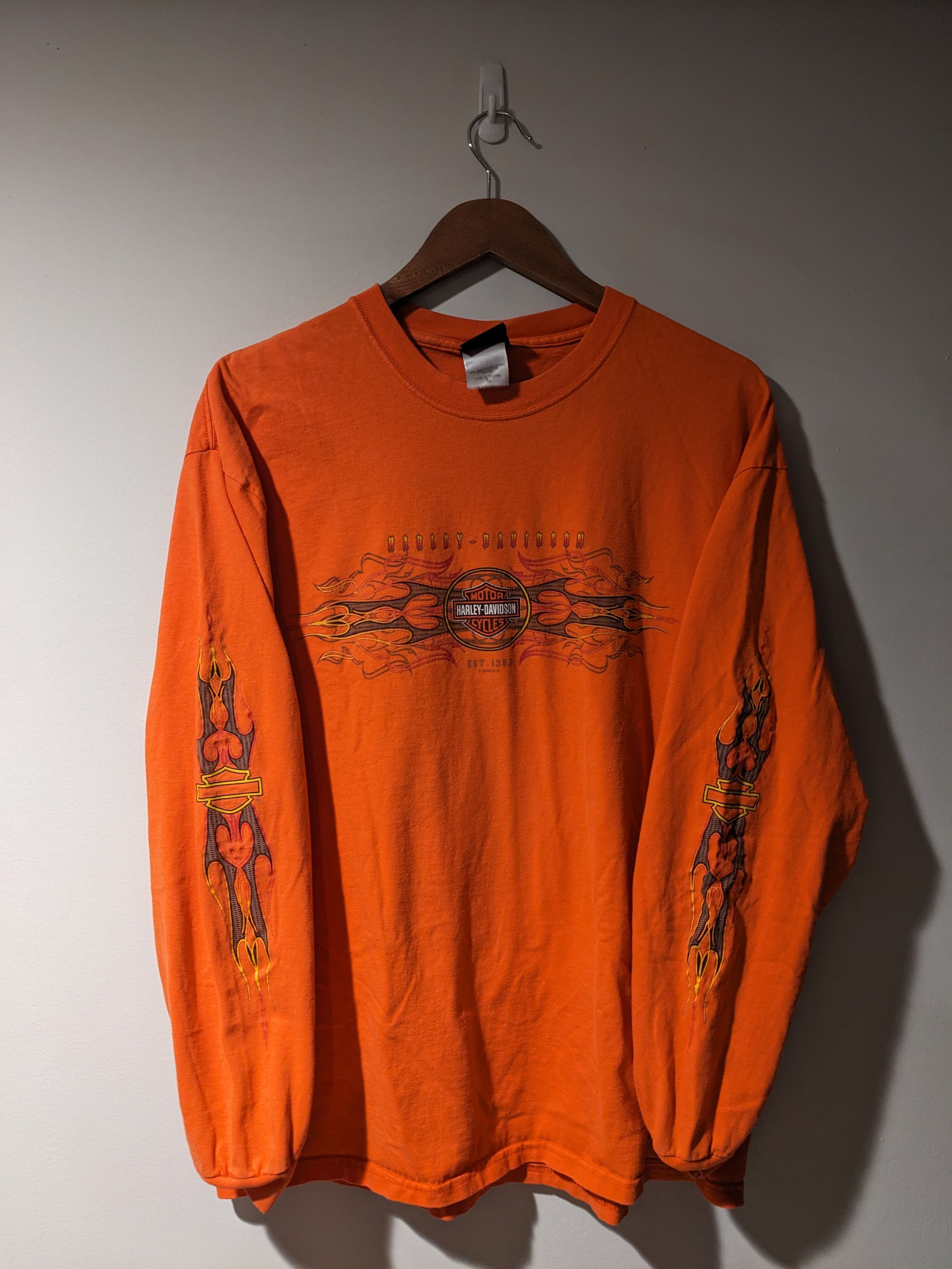 Harley Davidson × Vintage Vintage 2003 Harley Davidson Flames Long Sleeve T-Shirt Size US XL / EU 56 / 4 - 1 Thumbnail