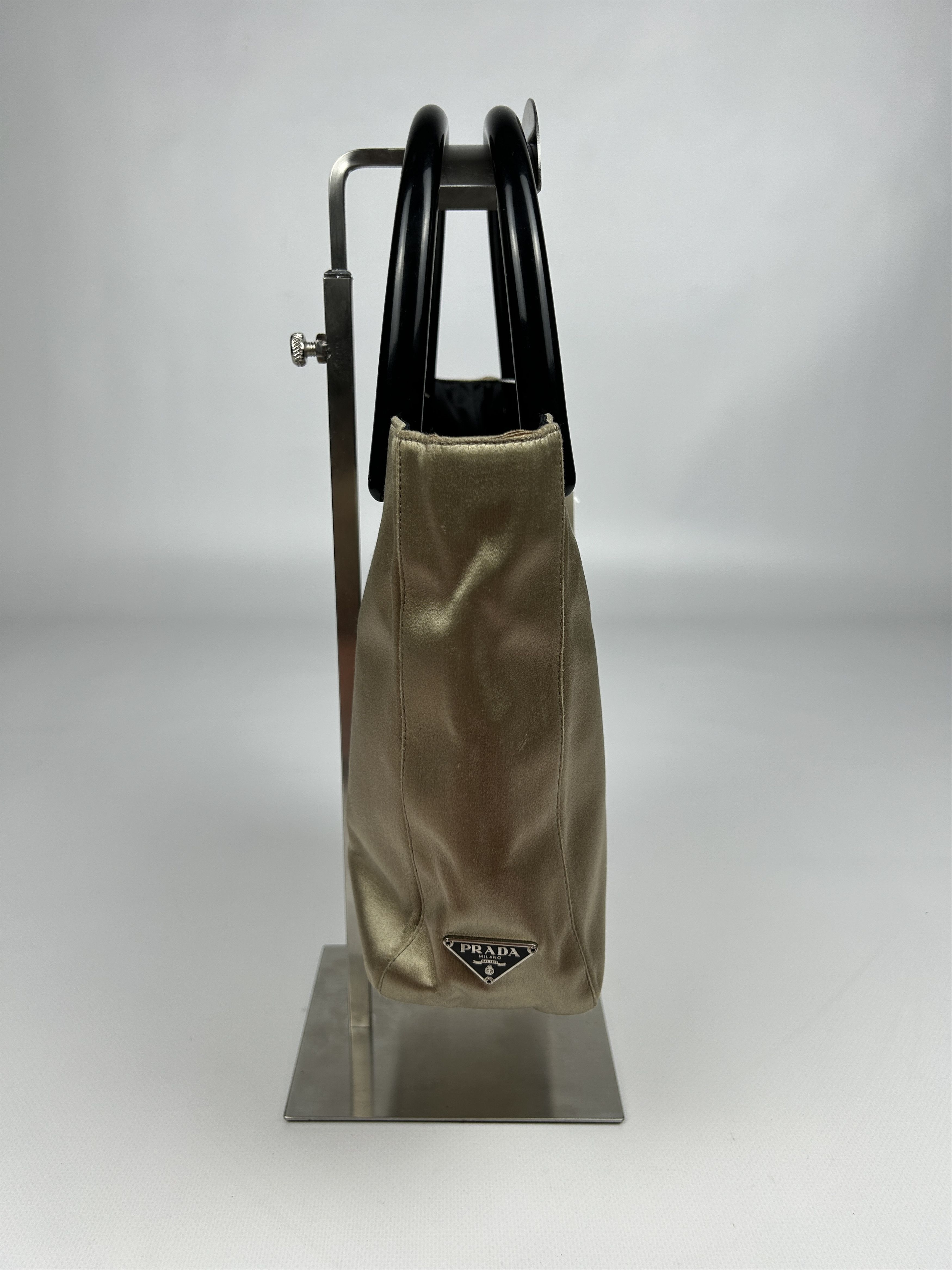 Prada Prada triangle logo velvet plastic handle mini tote bag Size ONE SIZE - 5 Thumbnail