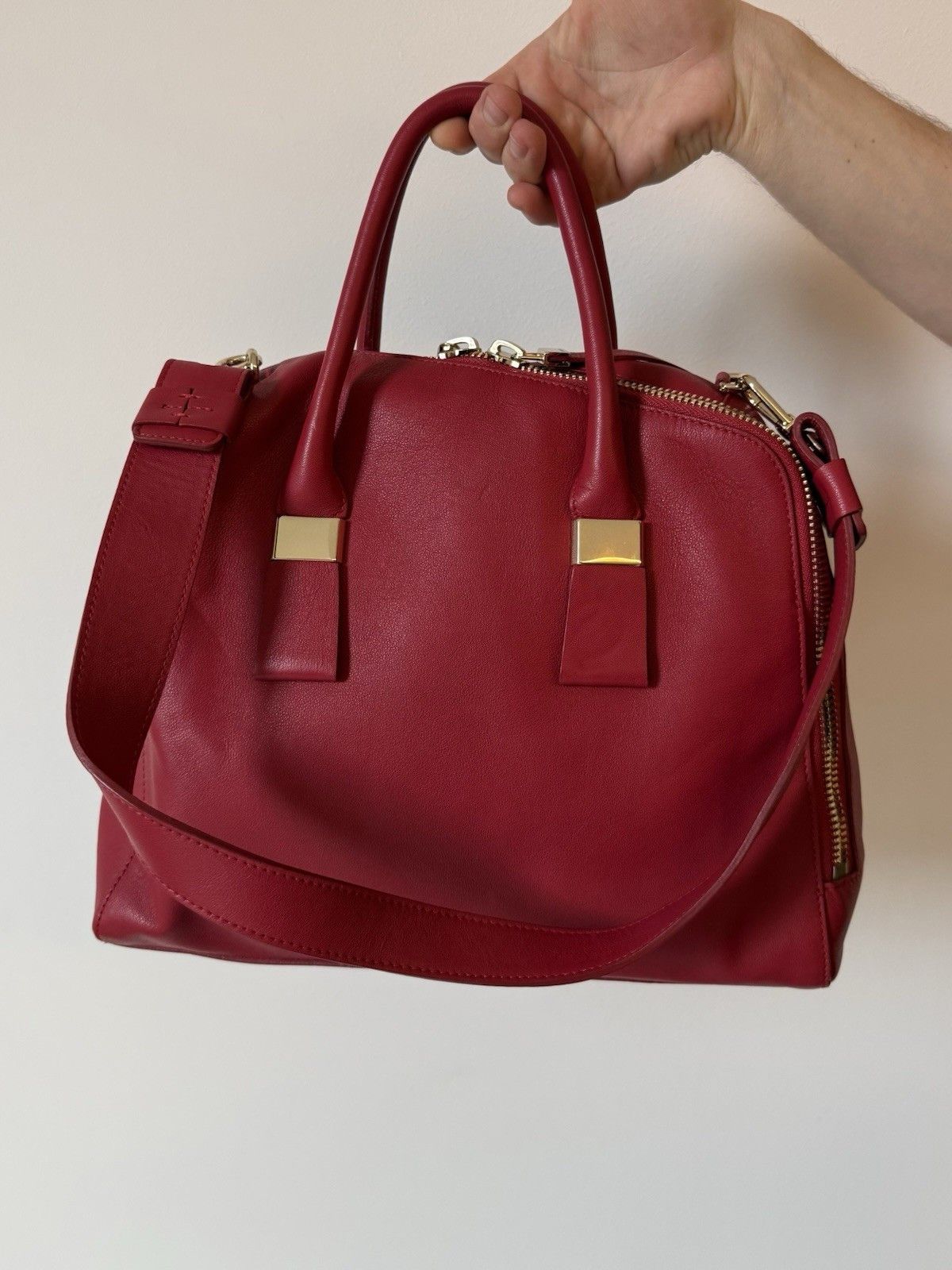 Furla Furla Twiggy Red Hand satchel Bag Leather 2 Way Tote Bag Size ONE SIZE - 8 Thumbnail