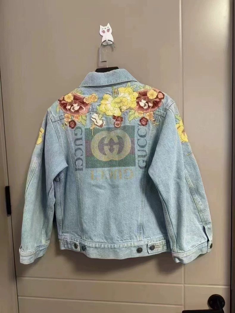 Gucci Gucci The logo behind the floral pattern makes an old denim Size US XXS / EU 40 - 2 Thumbnail