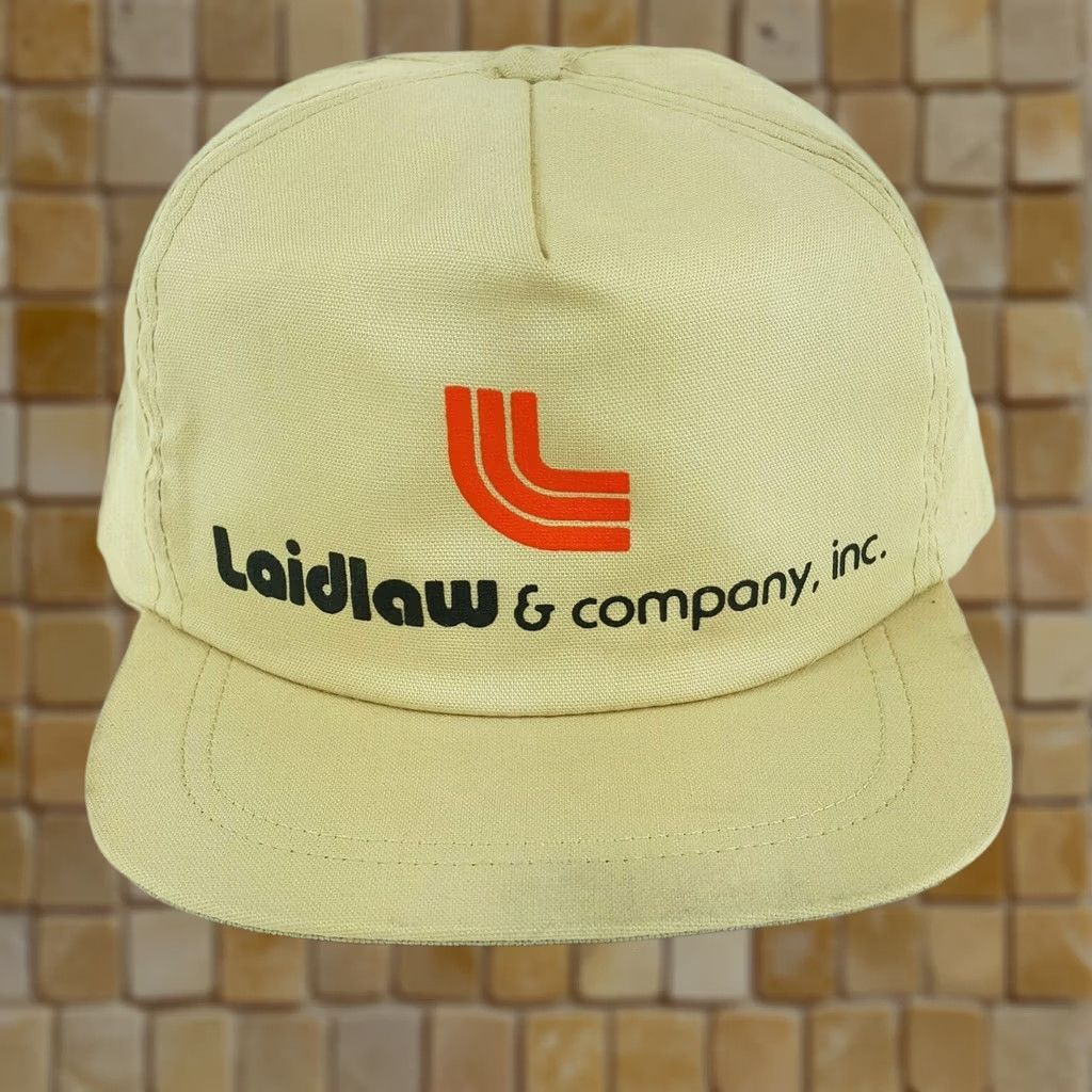 Vintage VINTAGE Laidlaw Transport USA Made Trucker Hat Adjustable Snapback Hipster Cap Men Beige 80s 90s Retro USA Hat Snap-Back Size ONE SIZE - 1 Thumbnail