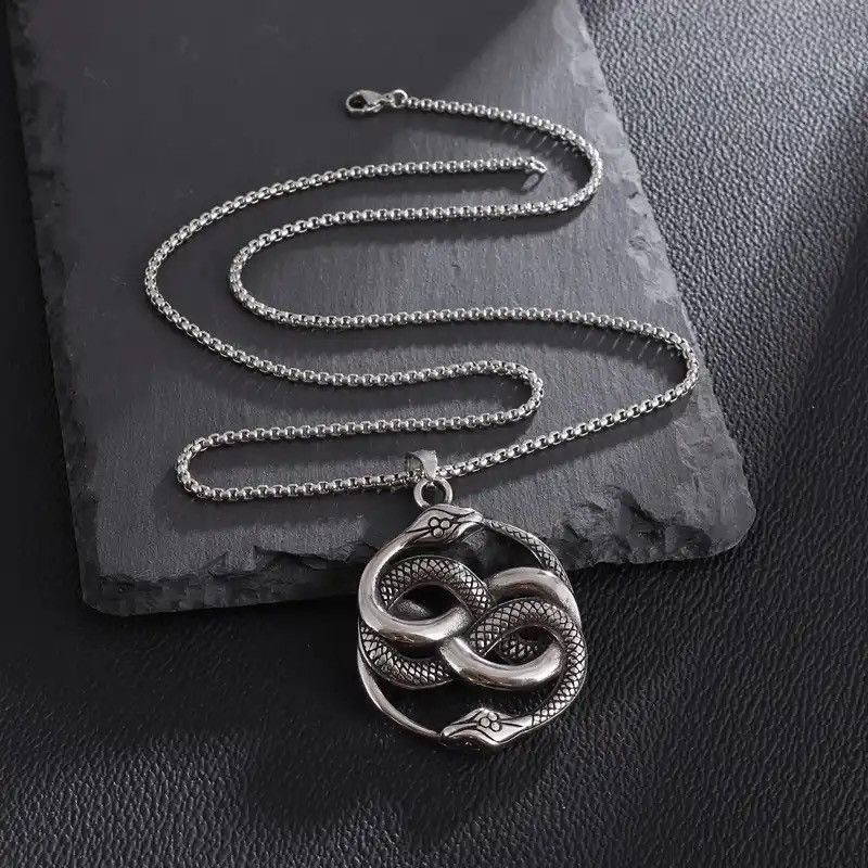 Jewelry × Vintage Punk Double Ouroboros Pendant Gothic Animal Viper Necklace Size ONE SIZE - 4 Thumbnail