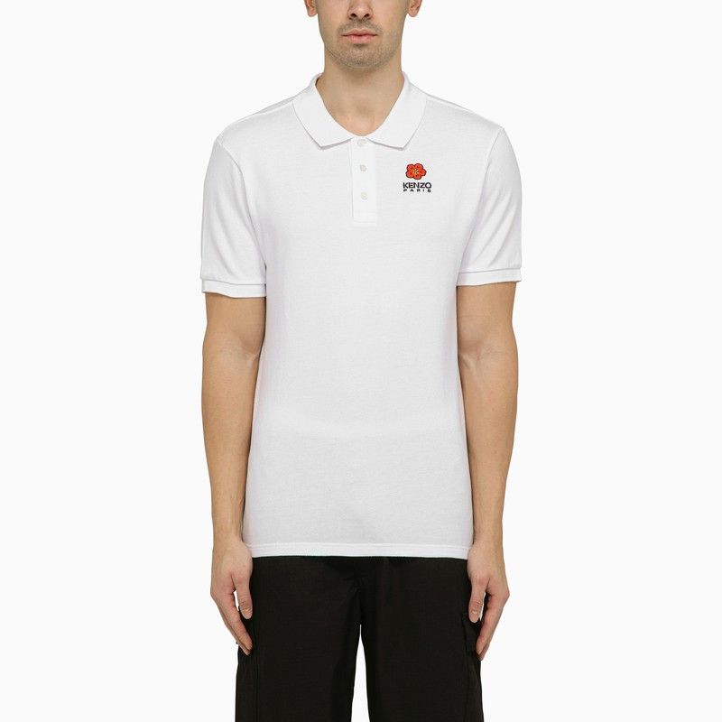 image of Kenzo White Short-Sleeved Polo Shirt With Logo, Men's (Size XL)