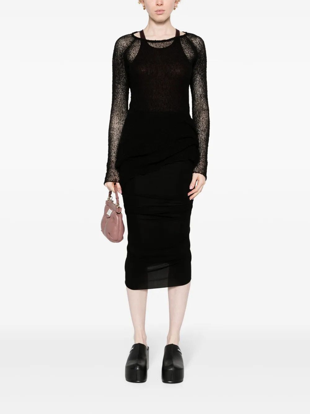 Rick Owens o1y0126 Midi Skirt in Black Size 28" / US 6 / IT 42 - 5 Thumbnail