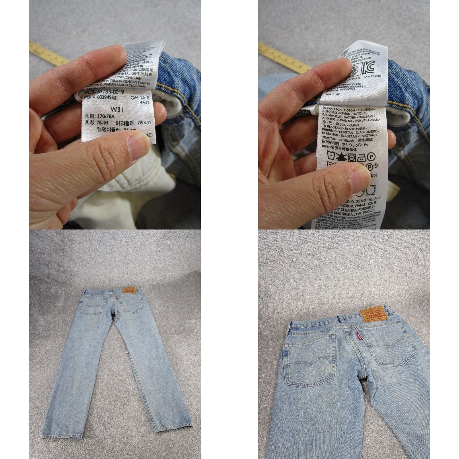 Levi's Levis 31 Mens Slim Fit Tapered Jeans Blue Light Wash Denim Size US 31 - 8 Thumbnail