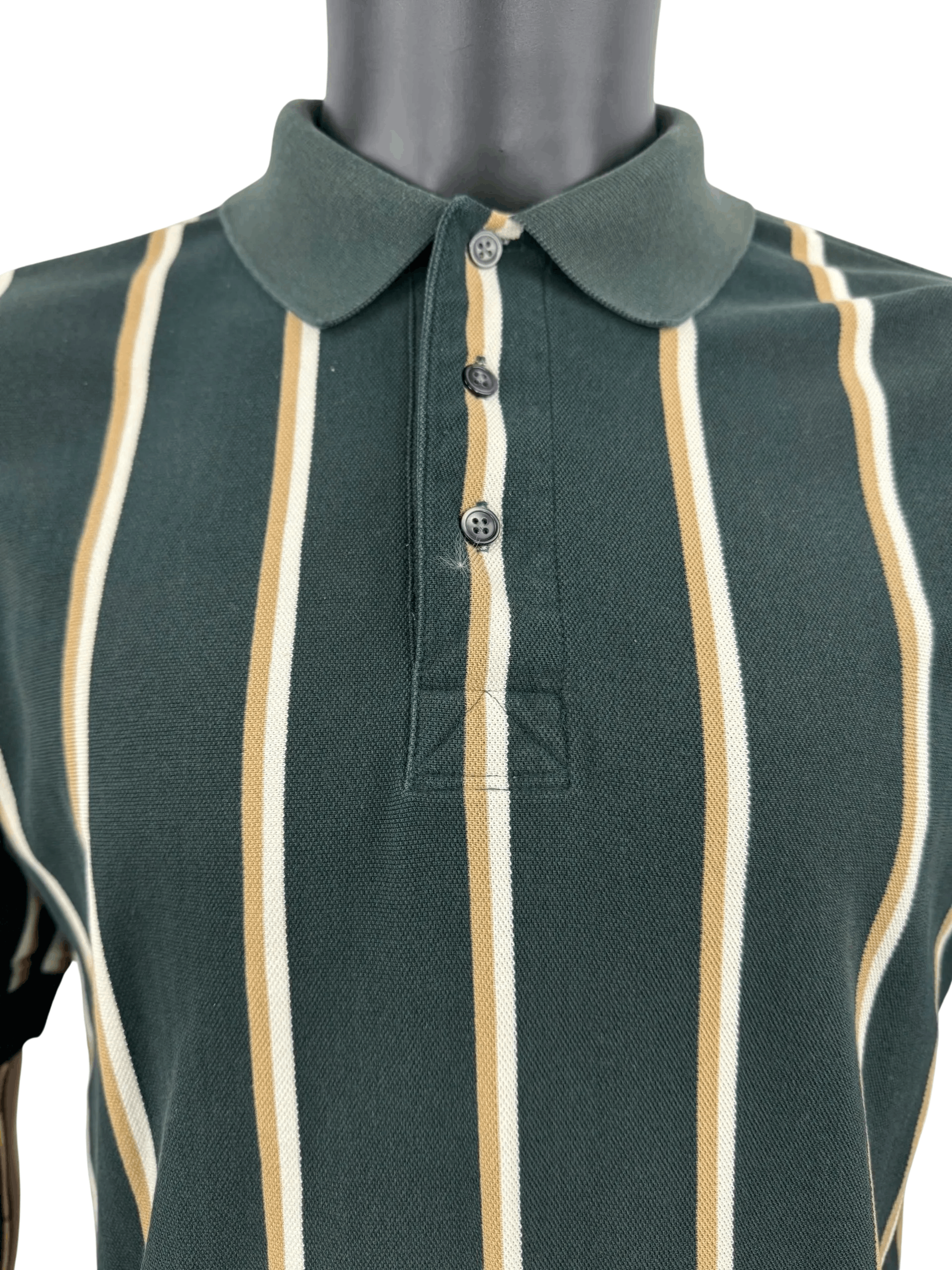 Greg Norman VTG Greg Norman Striped Polo Shirt Green White Tan Golf Polo Size US M / EU 48-50 / 2 - 5 Thumbnail