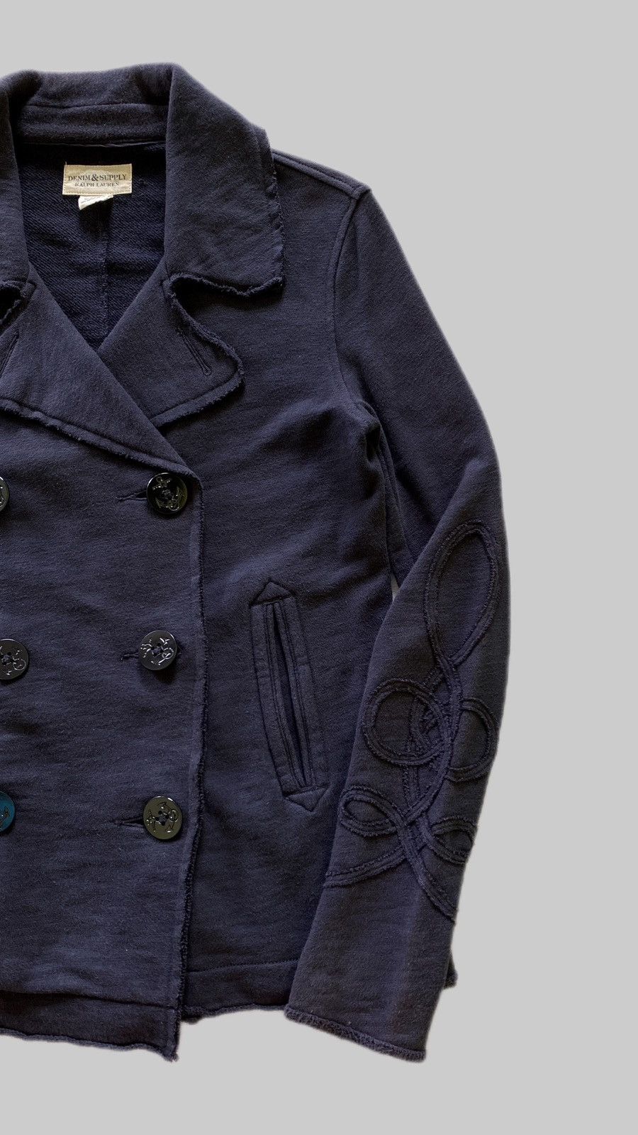Denim & Supply Ralph Lauren Double Breasted Cotton Jacket Embroidered Sleeves Size US S / EU 44-46 / 1 - 8 Thumbnail
