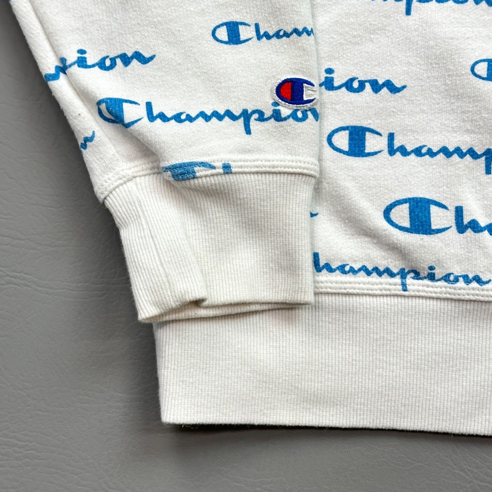 Champion Champion Sweatshirt Mens Large Powerblend Fleece All Over Logo Print Pullover Size US L / EU 52-54 / 3 - 7 Thumbnail