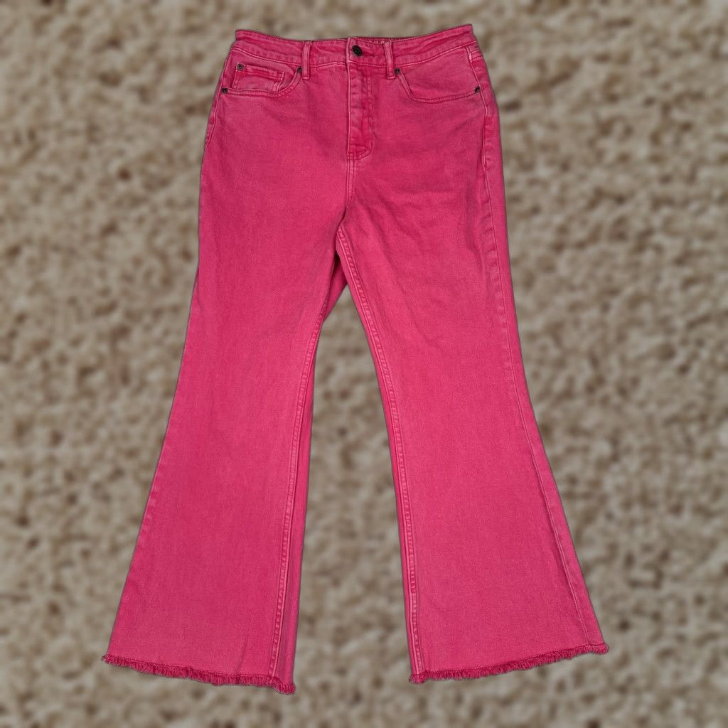 Vintage Idyllwind Jeans Womens 10W Plus Pink High Rise Bootcut Fringe Hem Stretch Denim Jeans Size 32" / US 10 / IT 46 - 1 Thumbnail