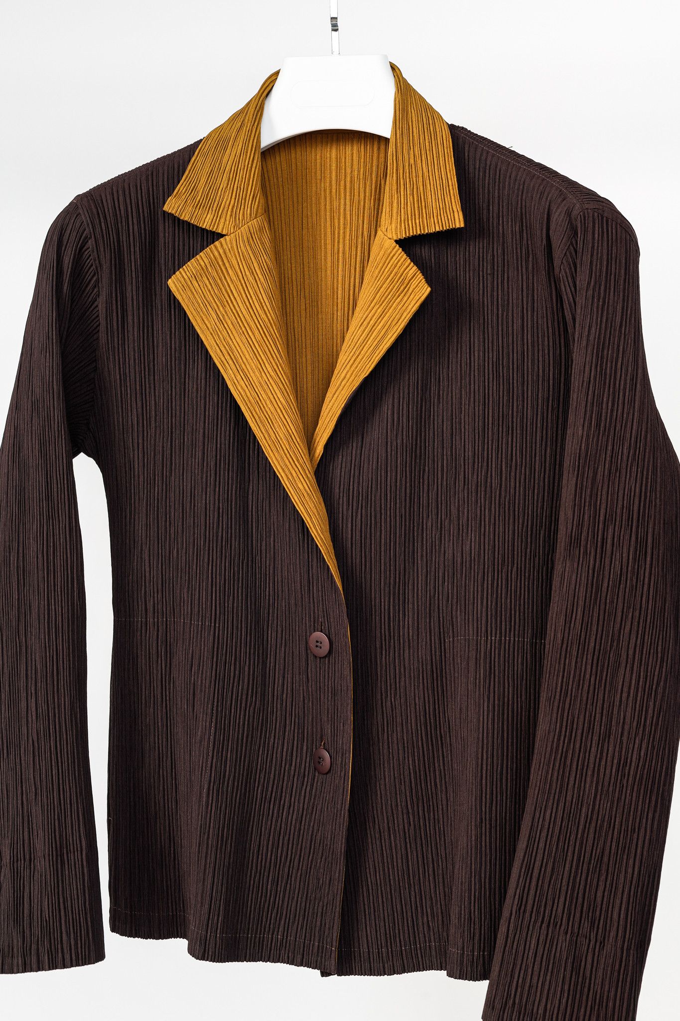 Issey Miyake Issey Miyake Brown Pleated-Satin Blazer Size M / US 6-8 / IT 42-44 - 3 Thumbnail