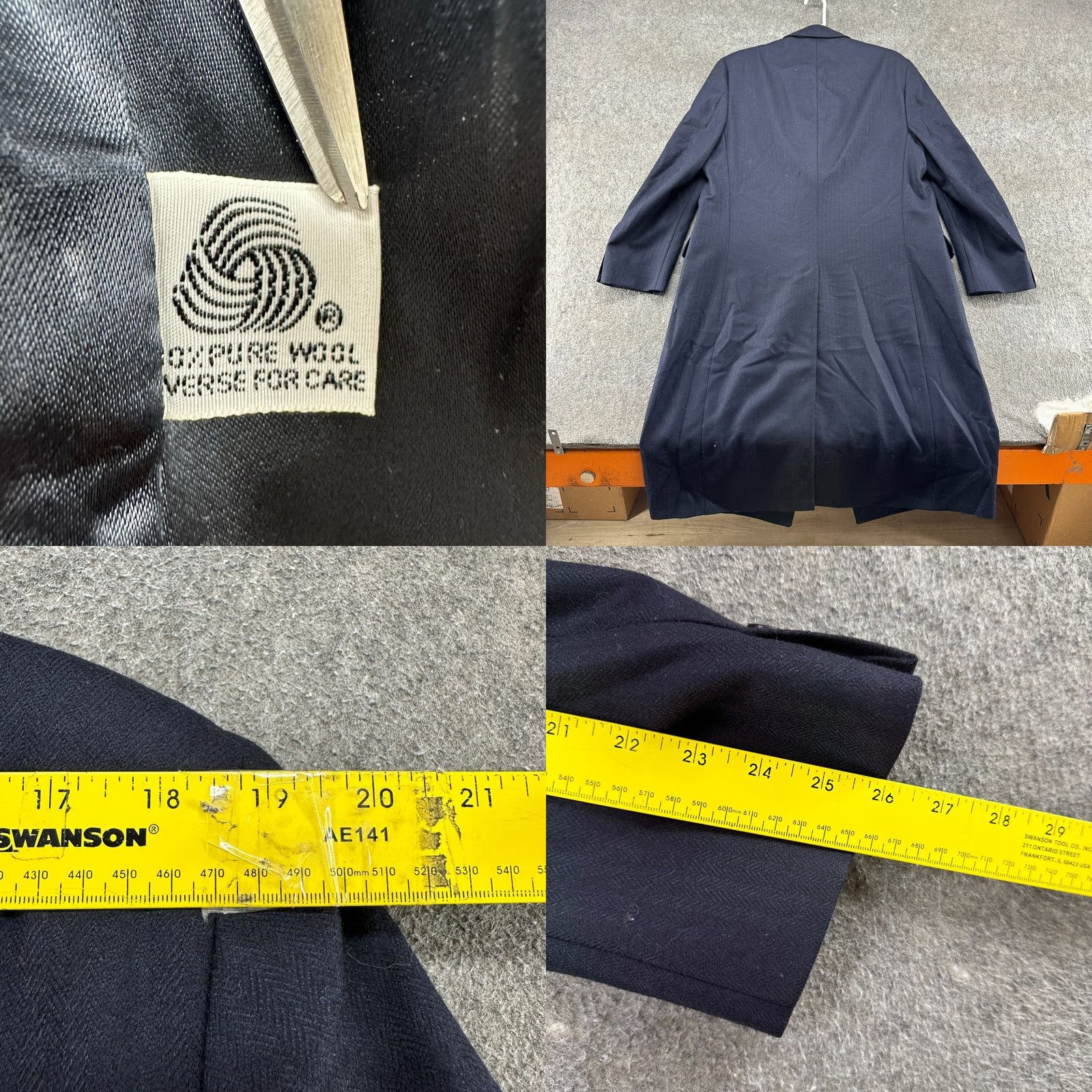 Vintage VINTAGE Bal Paca Coat Mens 46 Blue Navy Overcoat Long Wool Herringbone 90s Jacket/Coat Mens Size US S / EU 44-46 / 1 - 10 Thumbnail
