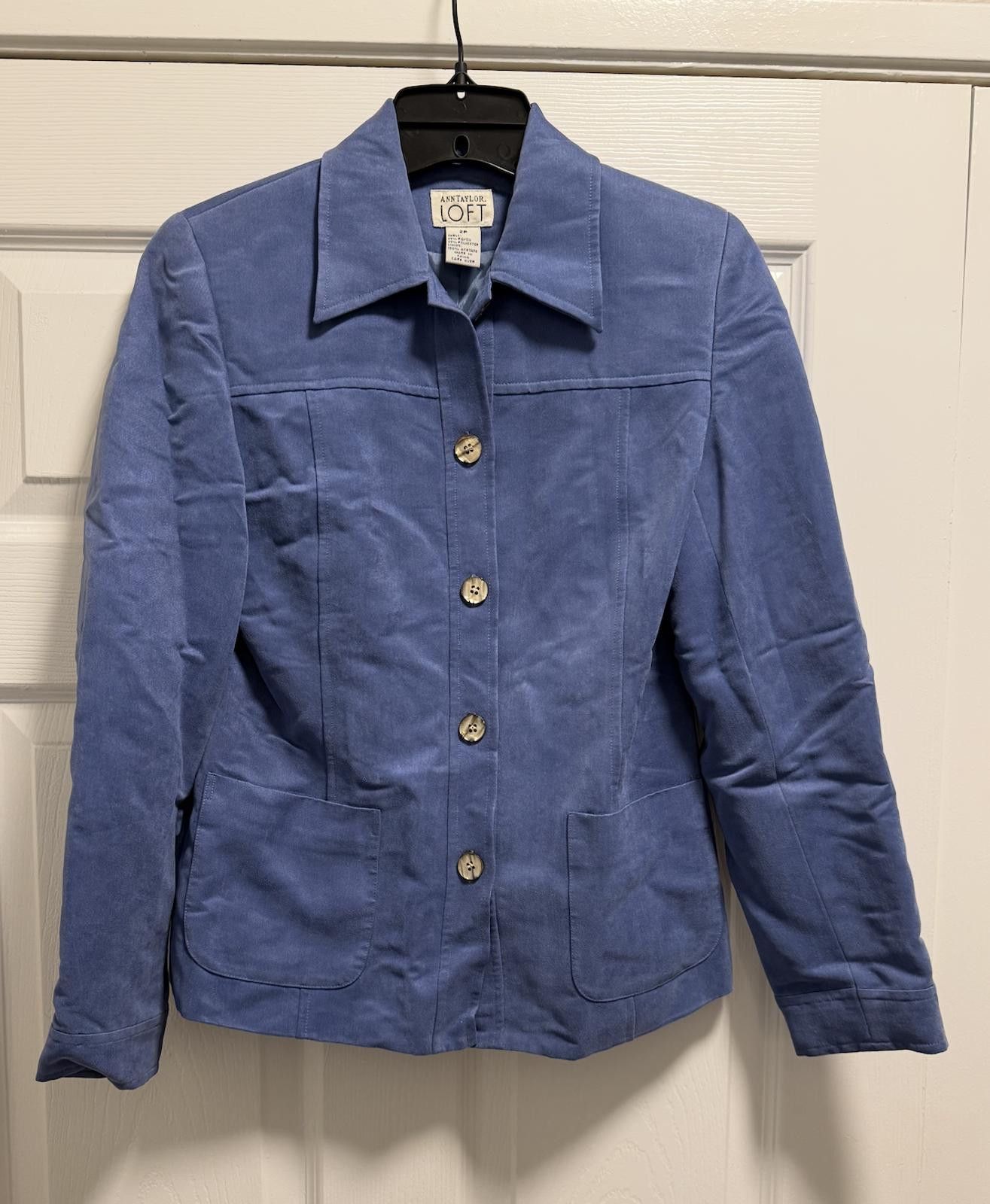 Designer Ann Taylor Loft Blue Button Blazer Jacket 2P Size M / US 6-8 / IT 42-44 - 1 Thumbnail