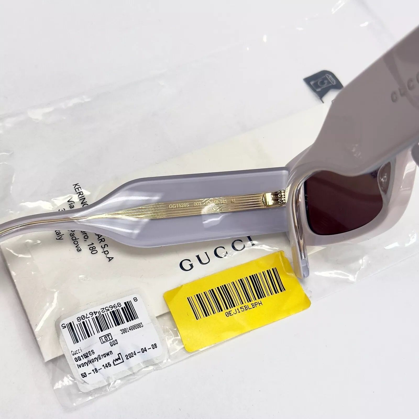 Gucci GUCCI 1528 Ivory Lilac Narrow Gg1528S Sunglasses 003 Size ONE SIZE - 2 Thumbnail