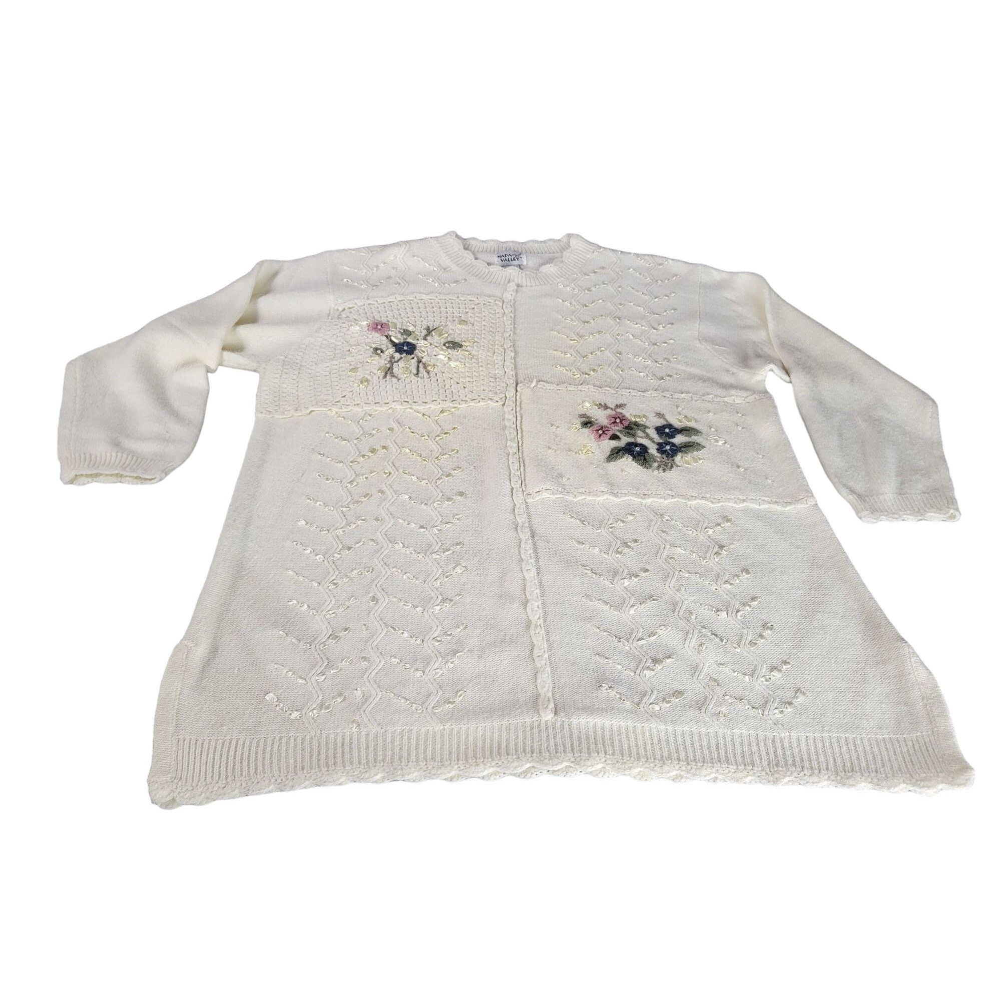 Vintage Vintage Napa Valley Mock Neck Sweater women Sz 3XL White Flo Size 3XL / US 20-22 - 1 Thumbnail