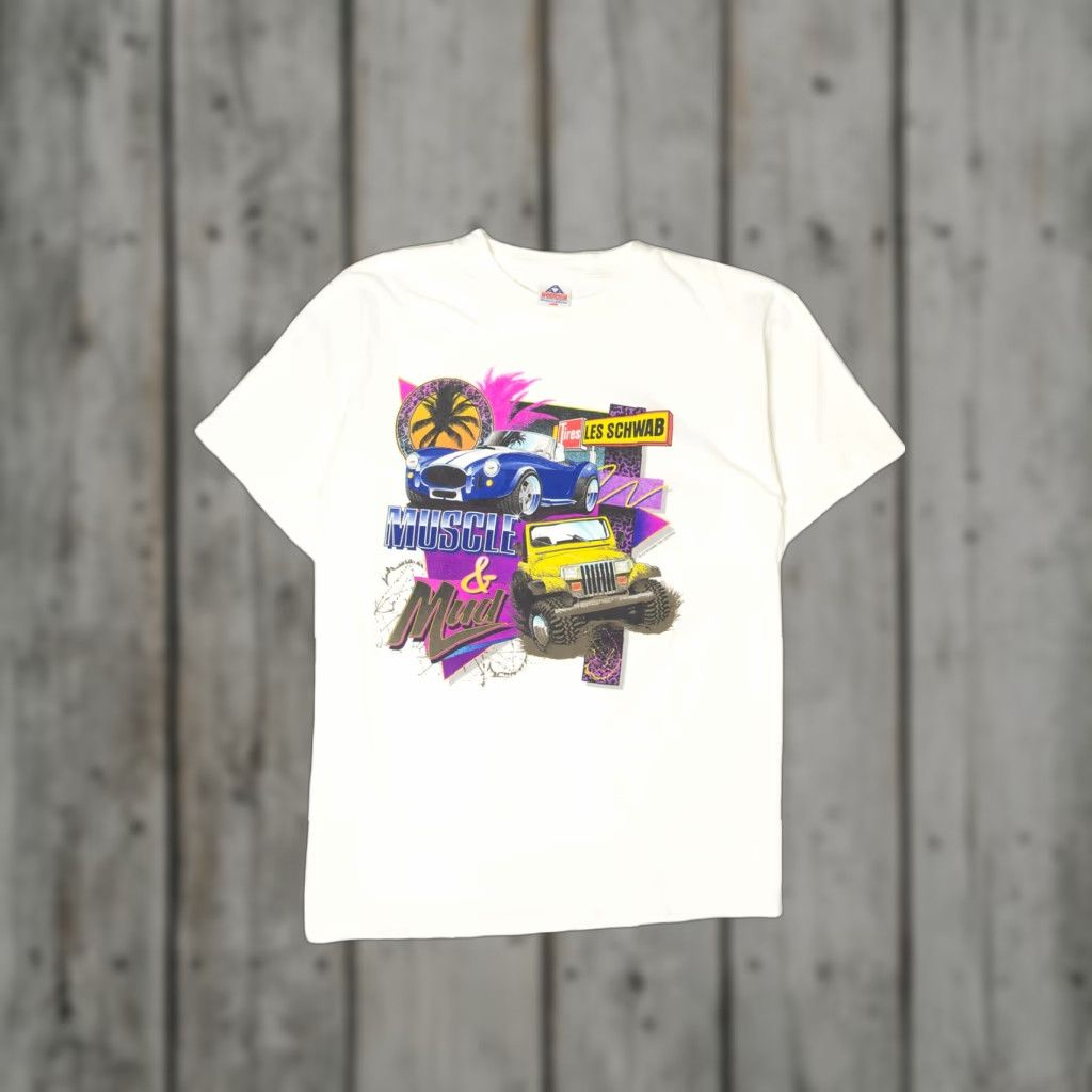 Vintage VINTAGE Muscle And Mud Cars T-Shirt Mens Large White 1990s Alstyle Short Sleeve Unisex Adults Regular Size Large Size US L / EU 52-54 / 3 - 1 Thumbnail