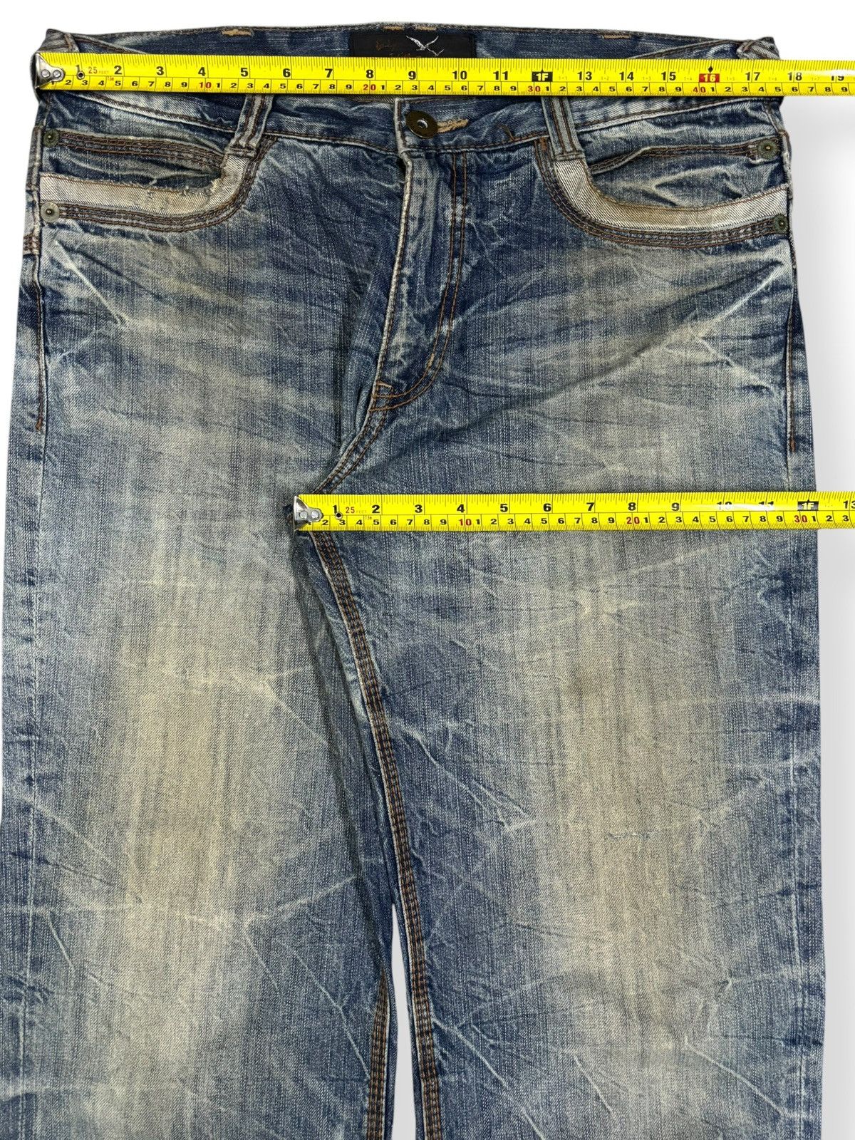 Beauty Beast Japanese Brand Double Waist Cracked Mud Wash Baggy Jeans Size US 34 / EU 50 - 13 Thumbnail