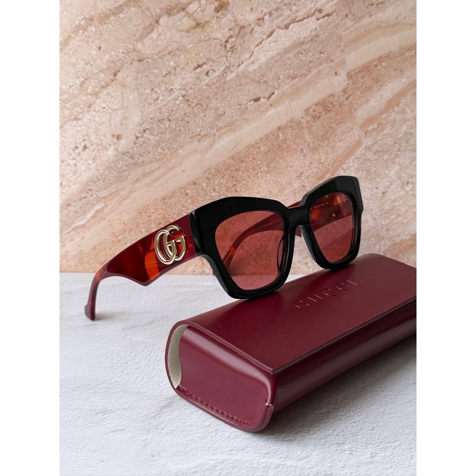 Gucci NEW Gucci GG1422S Black Red Marmont Cat Eye Sunglasses Size ONE SIZE - 2 Thumbnail