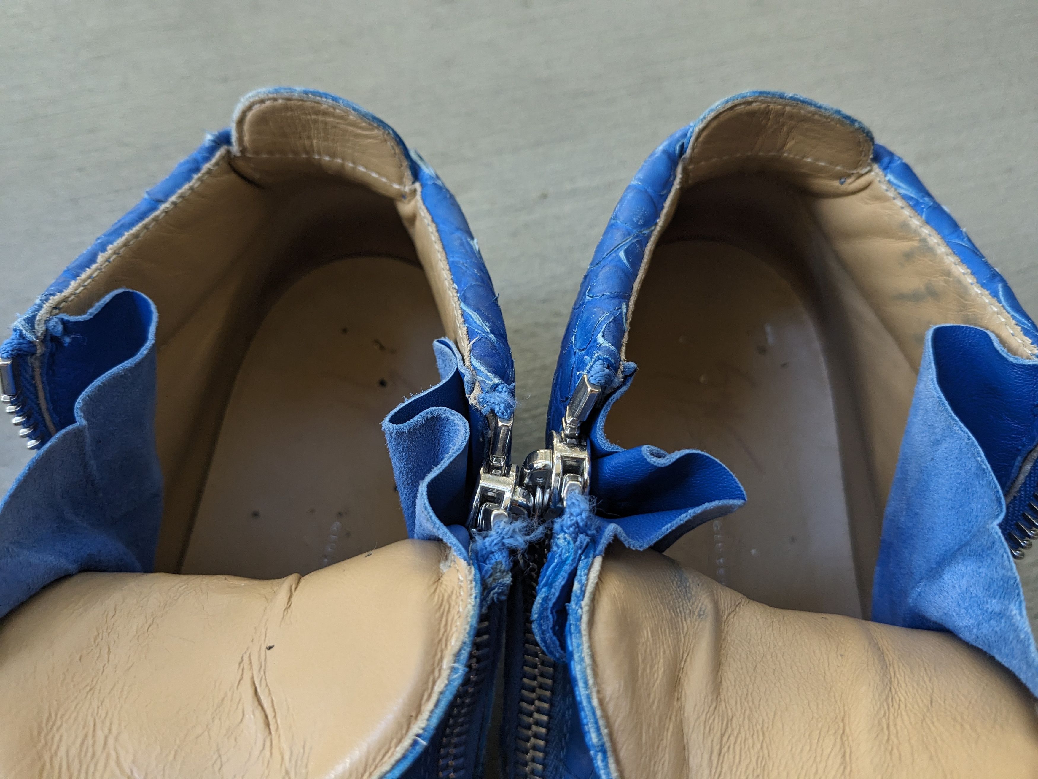 Designer Giuseppe Zanotti High Tops Blue 11 44 Croc Embossed Leather Size US 11 / EU 44 - 7 Thumbnail