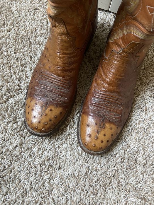 Rios of Mercedes Rios of Mercedes Quill Ostrich Brown Leather Cowboy ...