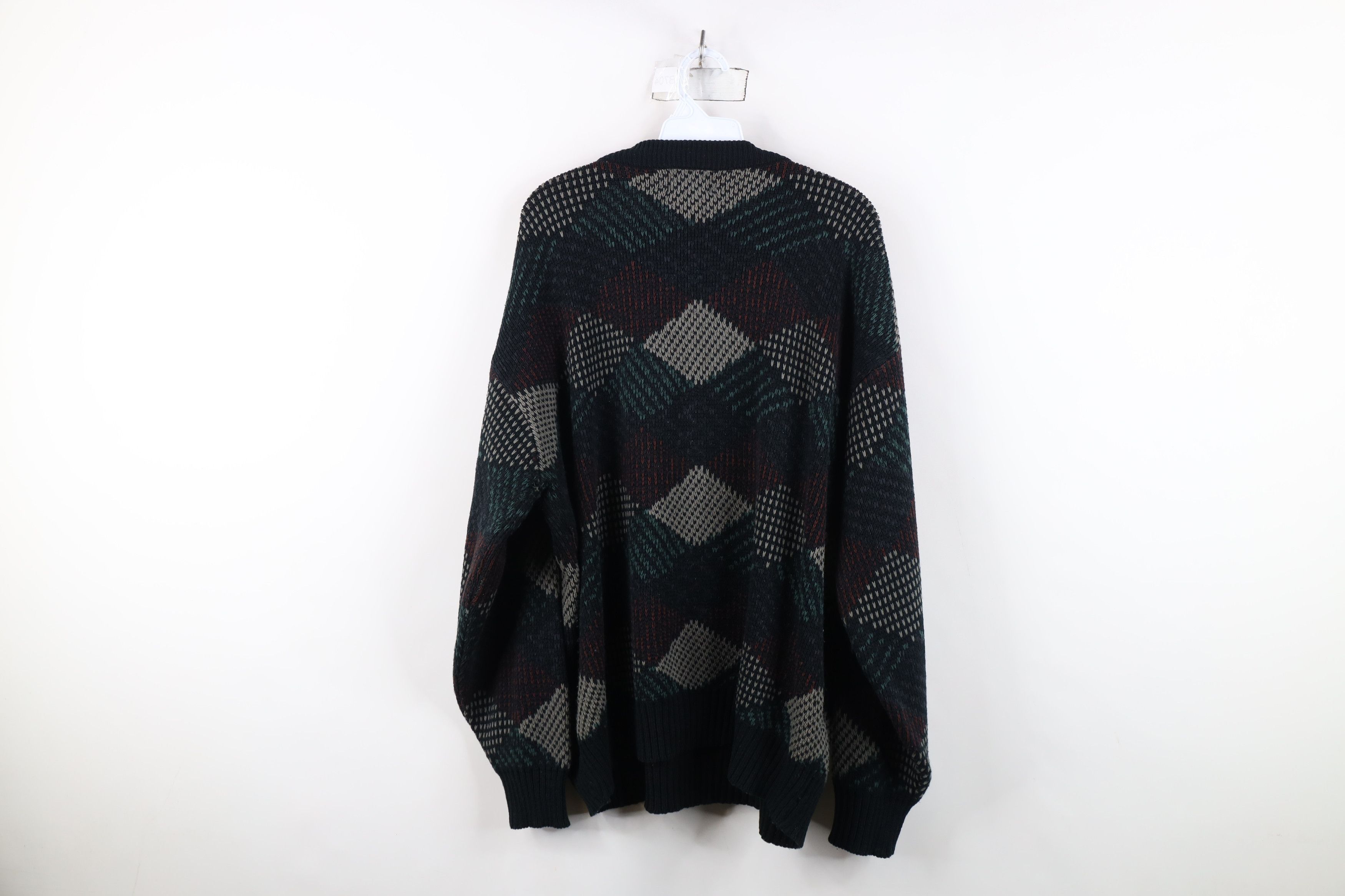Vintage Vintage 90s Streetwear Diamond Ribbed Knit Crewneck Sweater Size US XXL / EU 58 / 5 - 9 Thumbnail