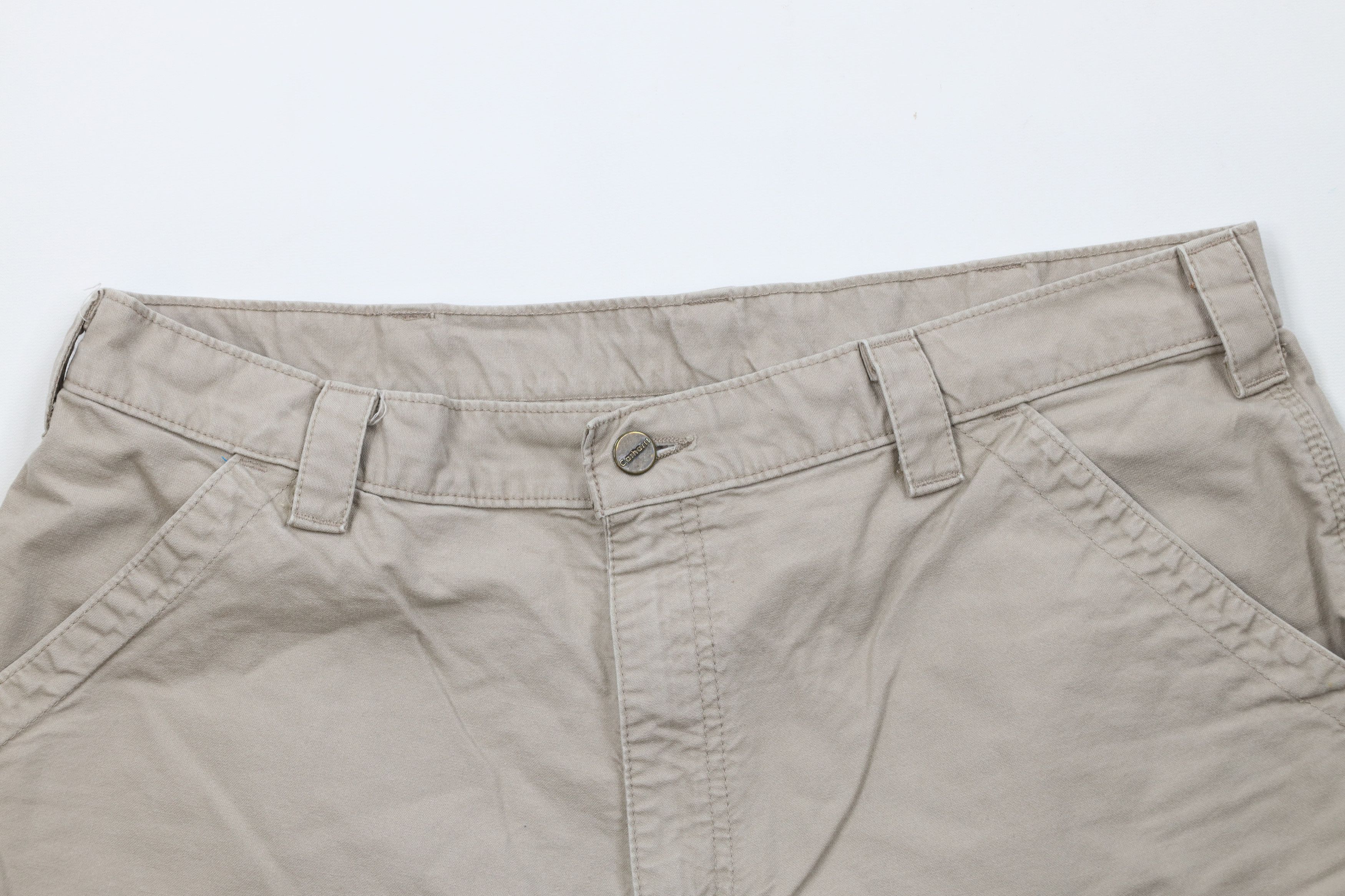 Carhartt Vintage Y2K 2003 Carhartt Spell Dungaree Shorts Beige Cotton Size US 38 / EU 54 - 2 Thumbnail