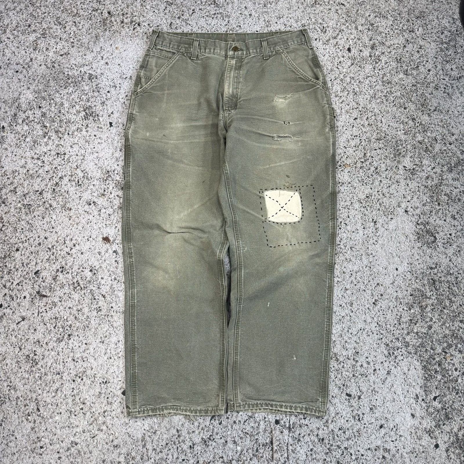 Carhartt Thrashed Faded Distressed Carhartt Pants ERD Grunge Chrome Size US 34 / EU 50 - 1 Thumbnail