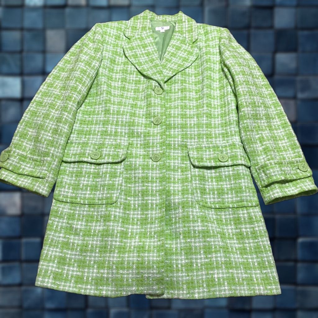 Apt. 9 Apt. 9 Coat Green Plaid Button Up Long Sleeve Lined Pockets Womens 14 Regular Size XL / US 12-14 / IT 48-50 - 1 Thumbnail
