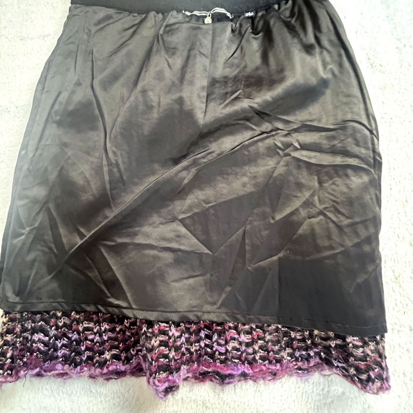 Anthropologie Knitted & Knotted Anthropologie Violet Vibrations Skirt, Size 4, Lined, A-Line, Short, Bohemian, Purple/Black, Wool Knit Size S / US 4 / IT 40 - 4 Thumbnail