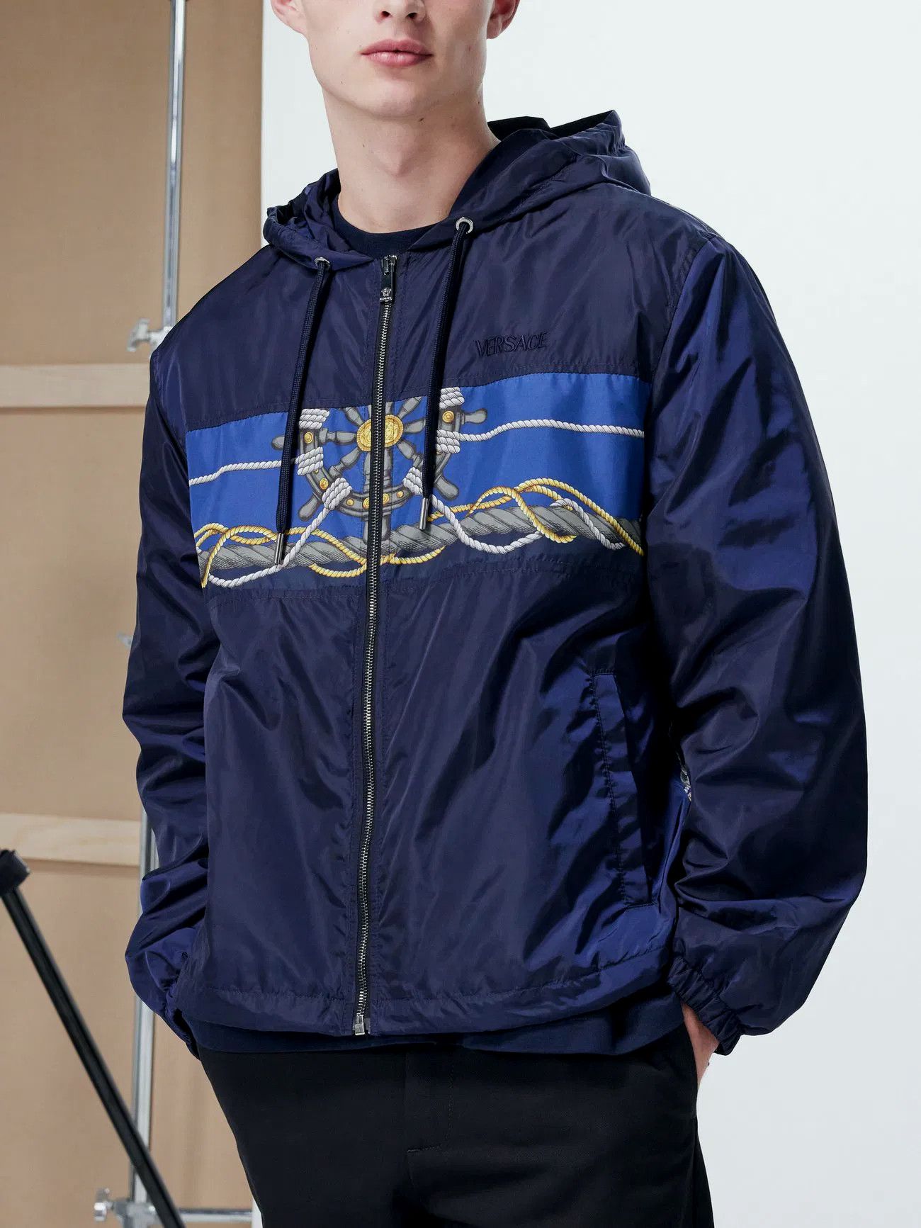 Versace VERSACE navy blue Nautical nylon windbreaker Medium Size US M / EU 48-50 / 2 - 2 Thumbnail